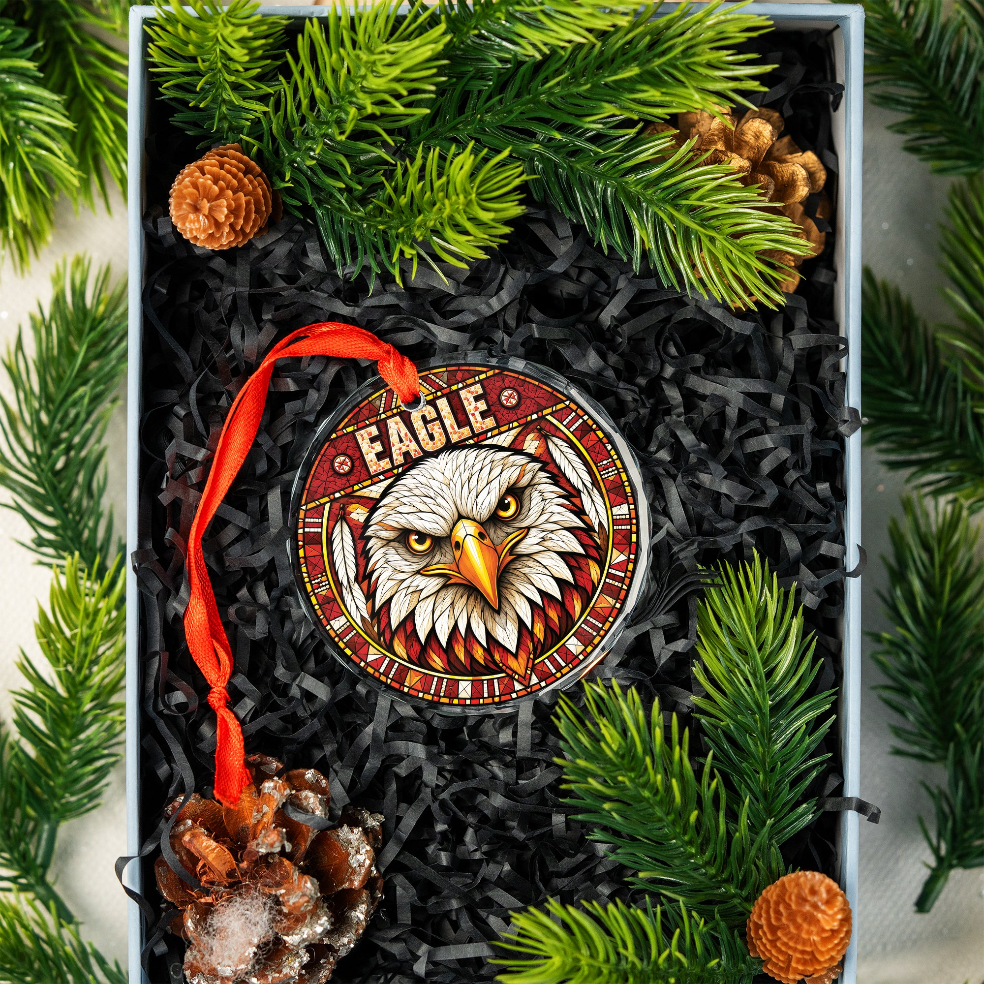 Eagle Spirit Native Tribal Glass Ornament – Indigenous Art Decor