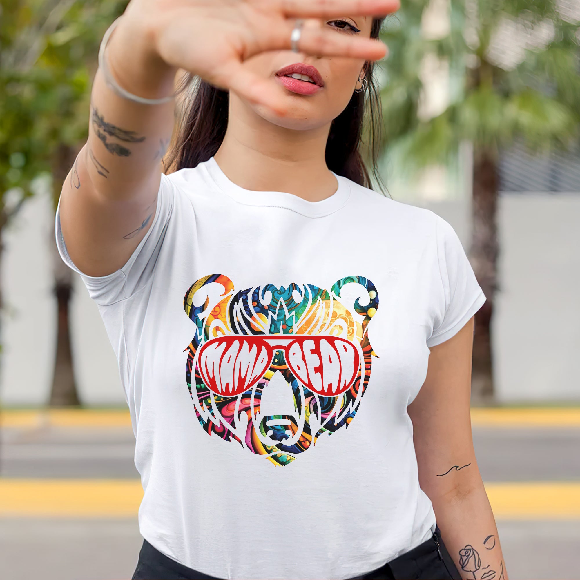 Mama Bear – Colorful Psychedelic Bear Unisex T-Shirt/T-Shirt V-Neck/Hoodie/Sweatshirt