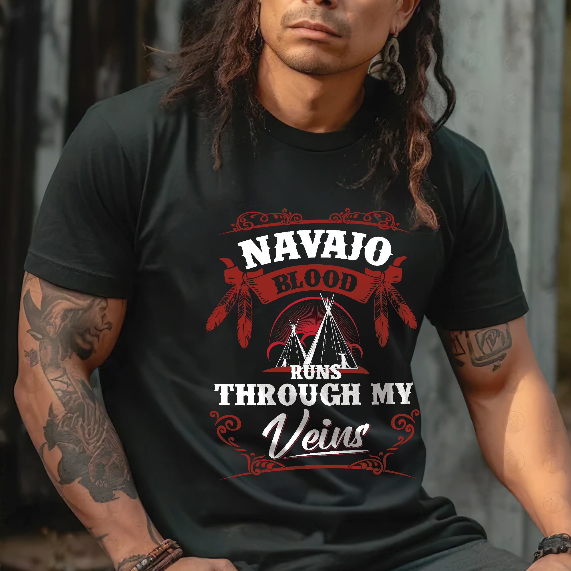 Native Blood Runs Through My Veins Unisex T-Shirt/T-Shirt V-Neck/Hoodie/Sweatshirt (Custom Tribe)