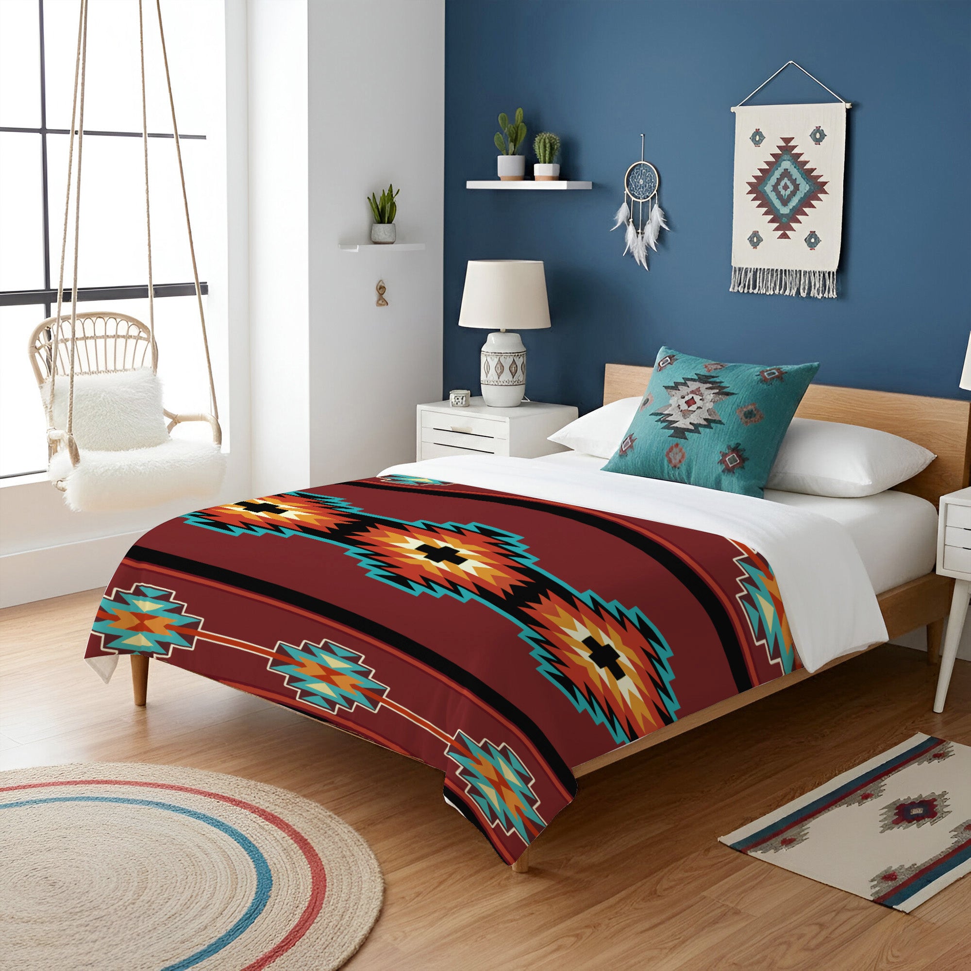 Native American Style Brown Pattern  Soft and Warm Fleece Blanket