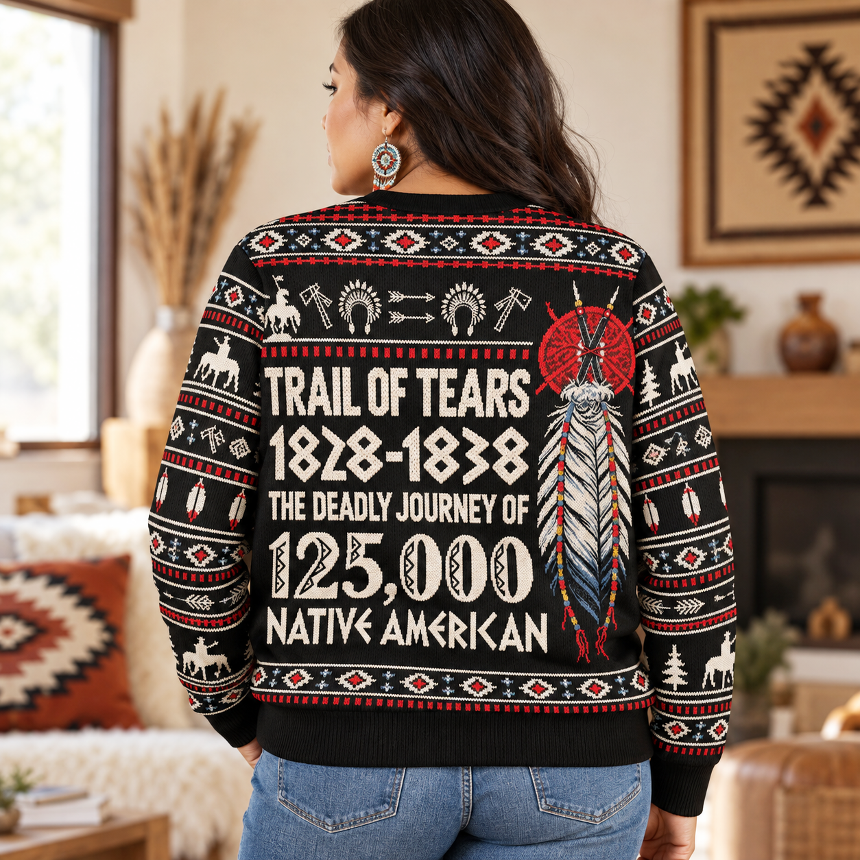 Trail Of Tear THE DEADLY JOURNEY OF 125,000 - Native American Ugly Sweatshirt