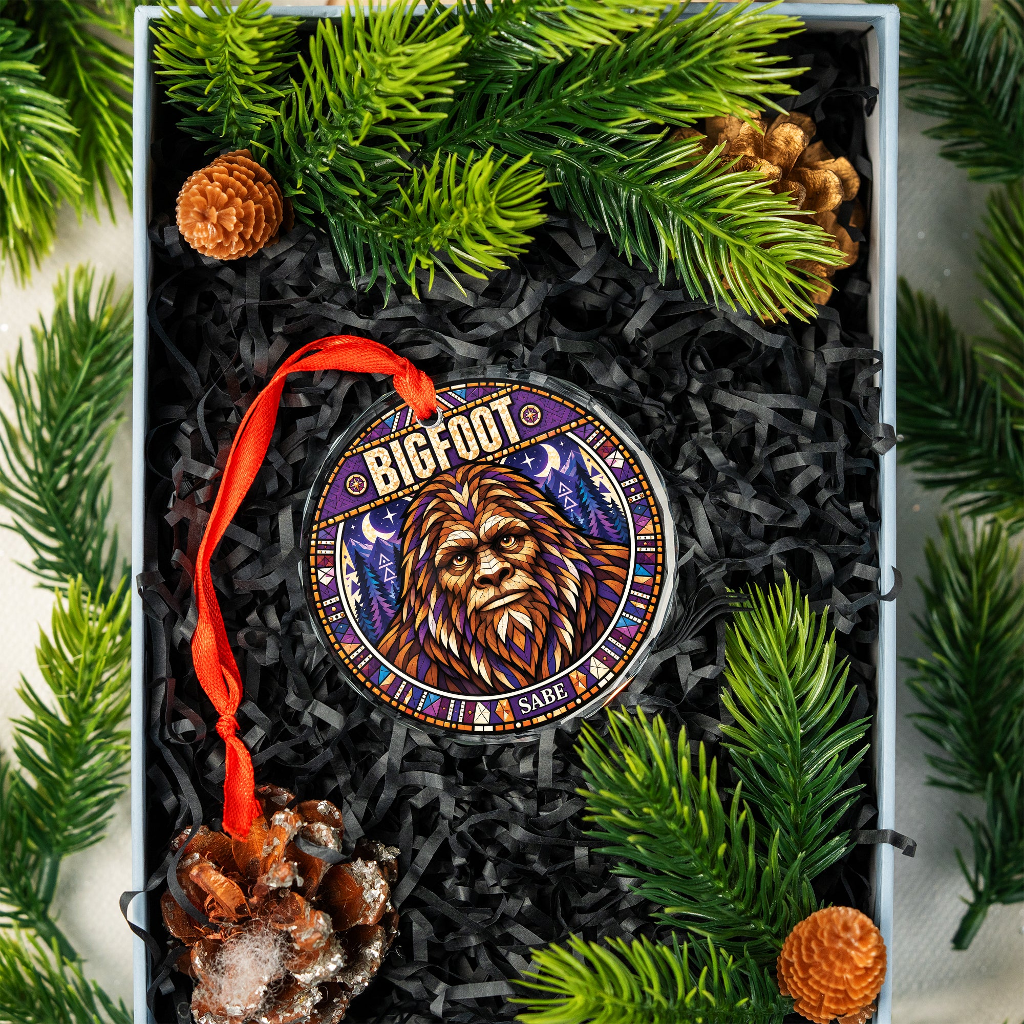 Bigfoot Spirit Native Tribal Glass Ornament – Indigenous Art Decor