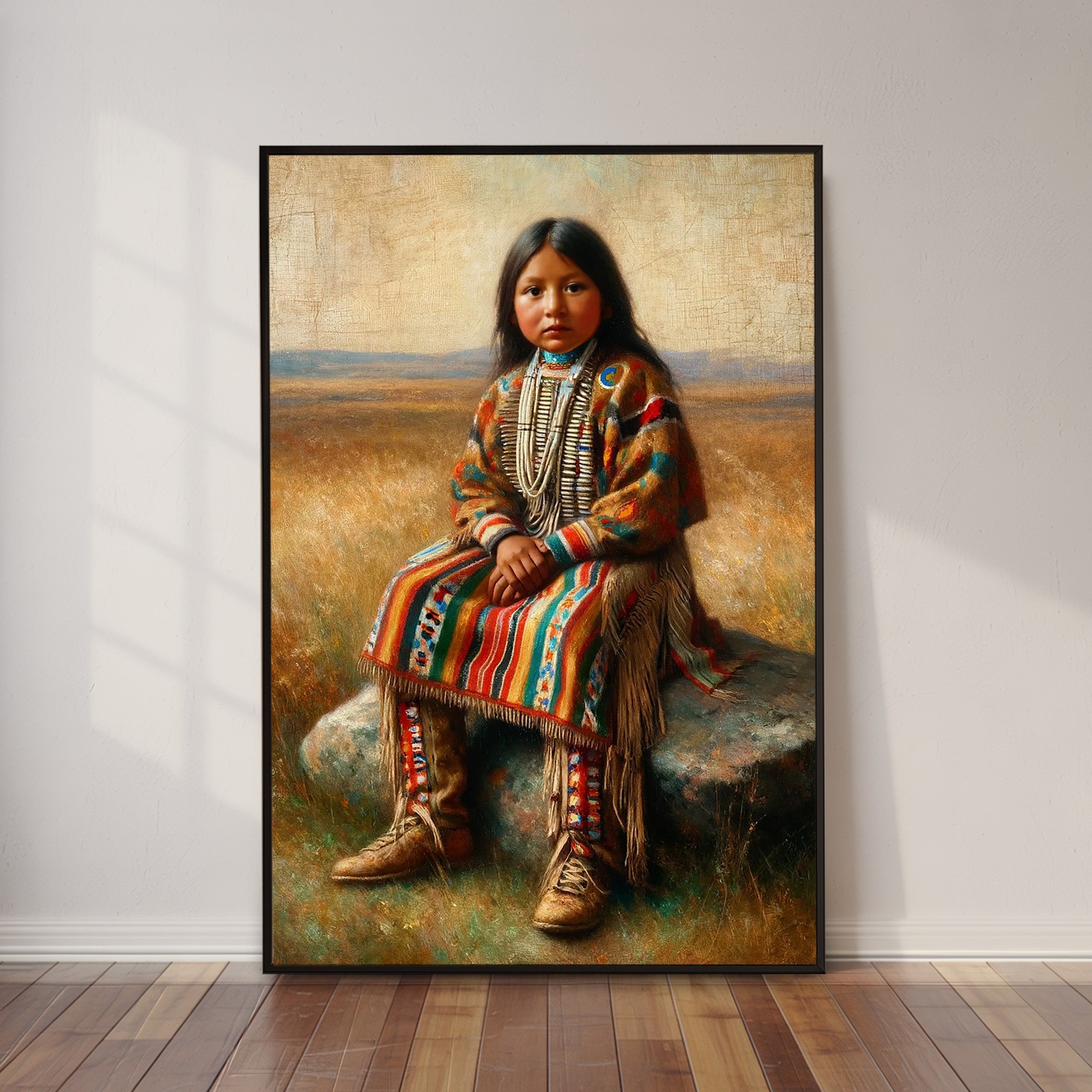 Custom Native American Child Photo Canvas Art Gift Home Decor