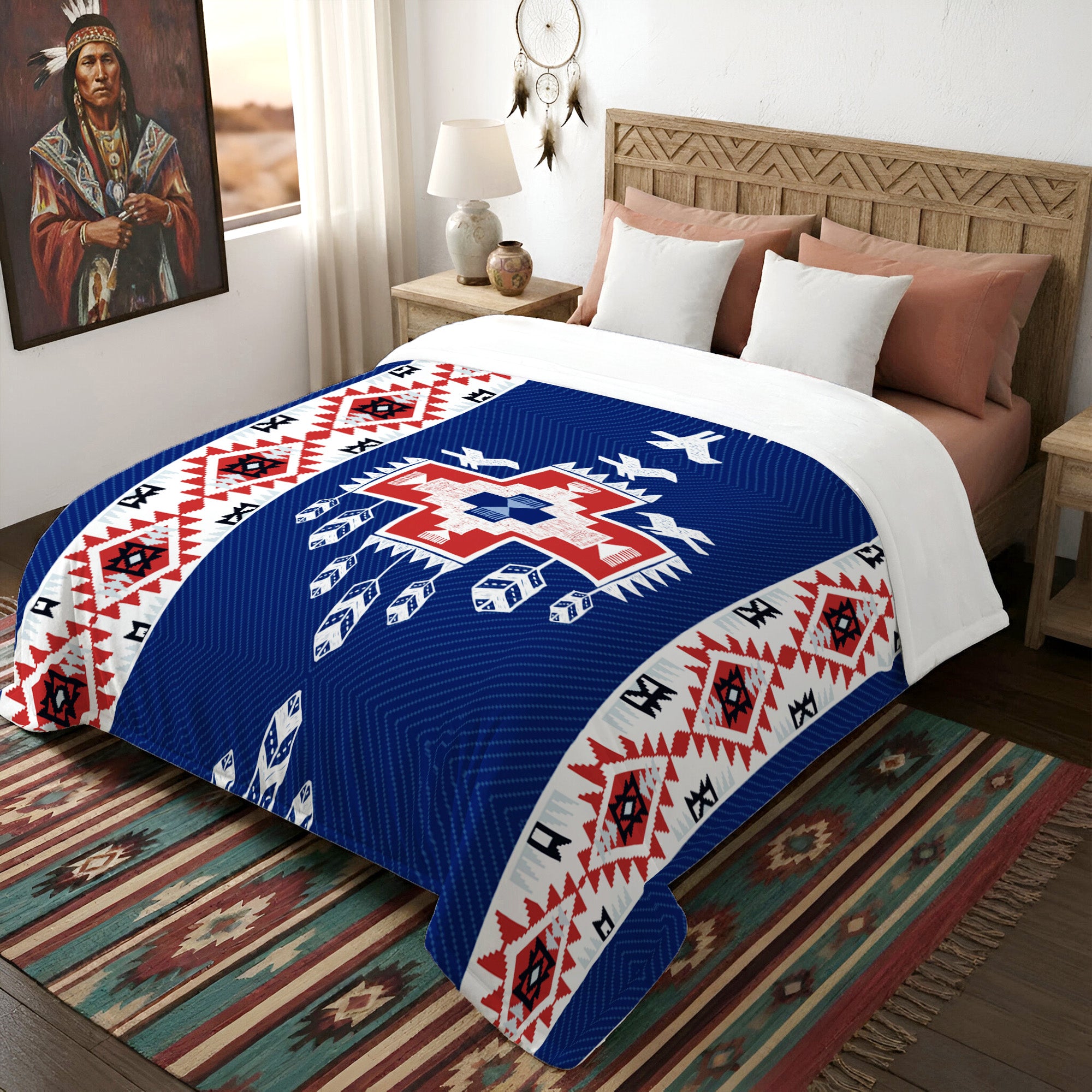 Native American Birds Feather Soft And Warm Premium Fleece Blanket