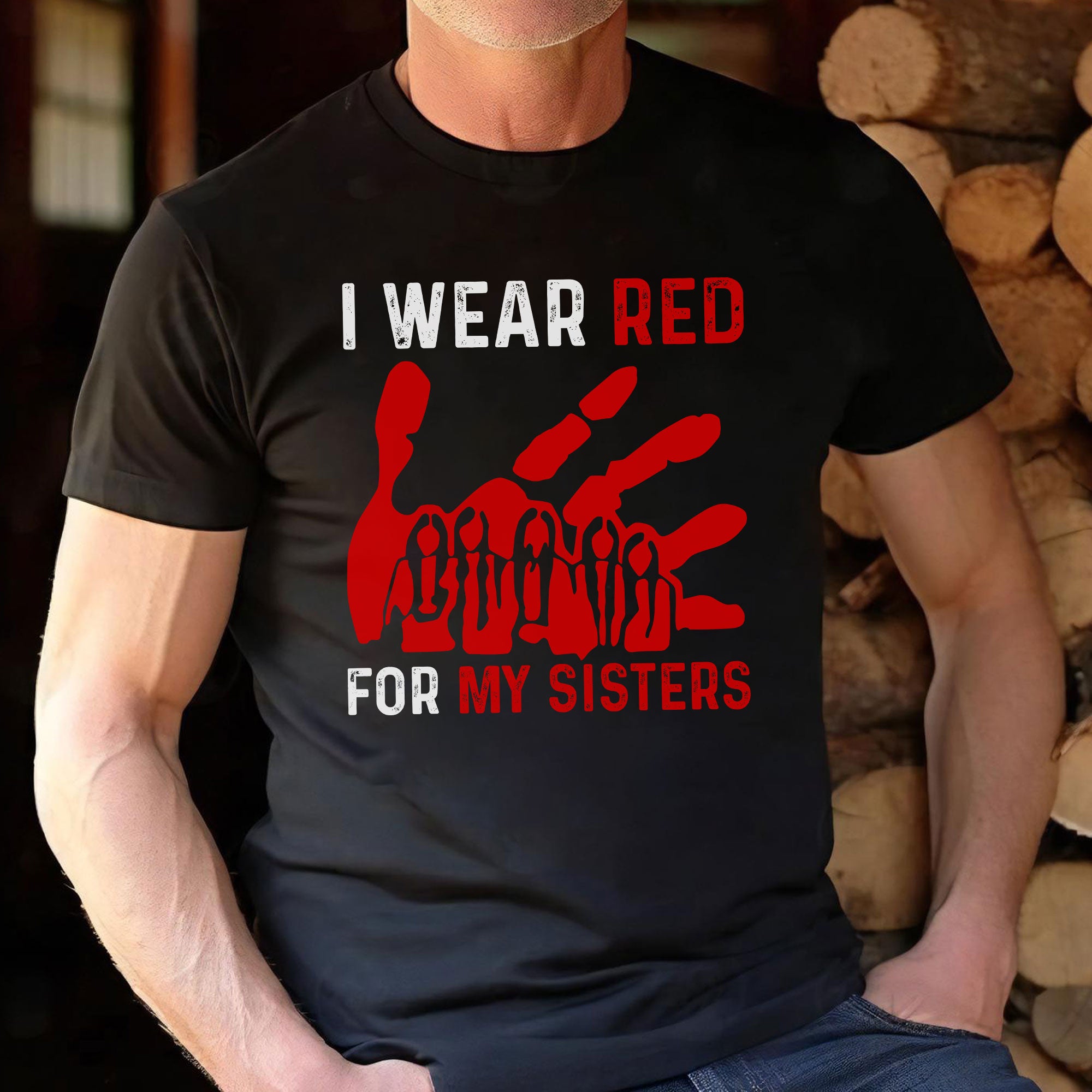 MMIW I Wear Red For My Sister Red Hand Unisex T-Shirt/Hoodie/Sweatshirt