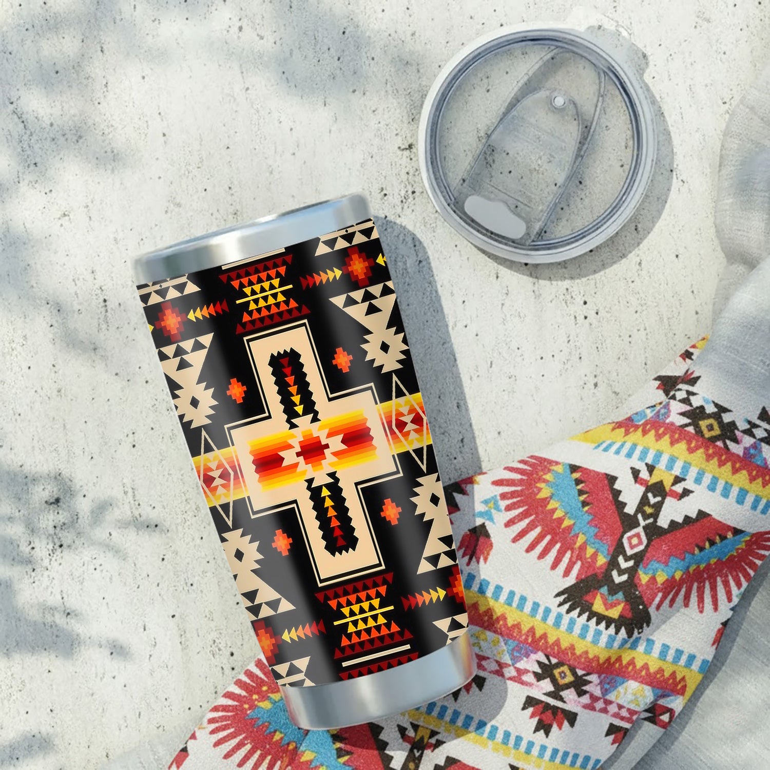 Black Tribe Design Tumbler Stainless Steel Drinking Cup