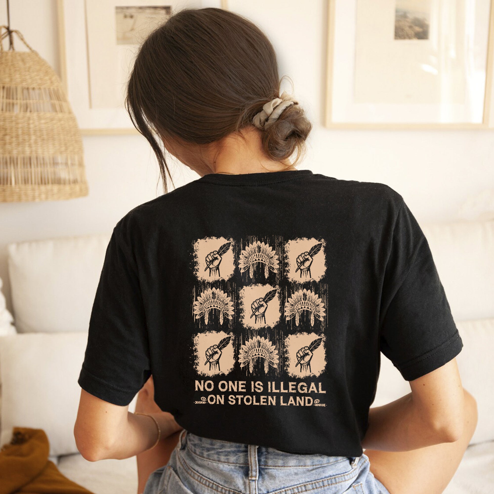 [Two Sides] No One Is Illegal On Stolen Land - Unisex T-Shirt/T-Shirt V-Neck/Hoodie/Sweatshirt N100