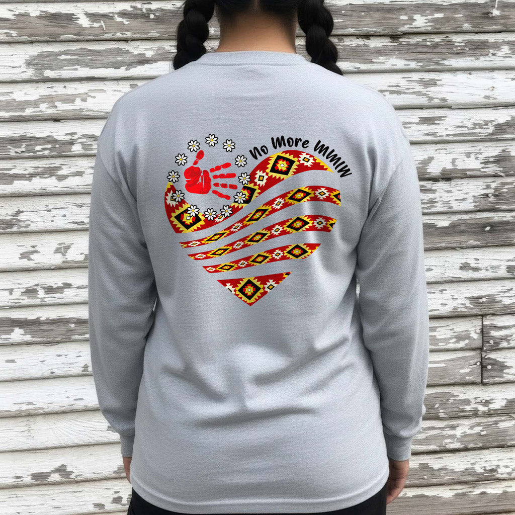 [Two Sides] No More MMIW Tank Top - Native American Heart and Red Hand Unisex Tank Top/Long Sleeve/Hoodie Zip