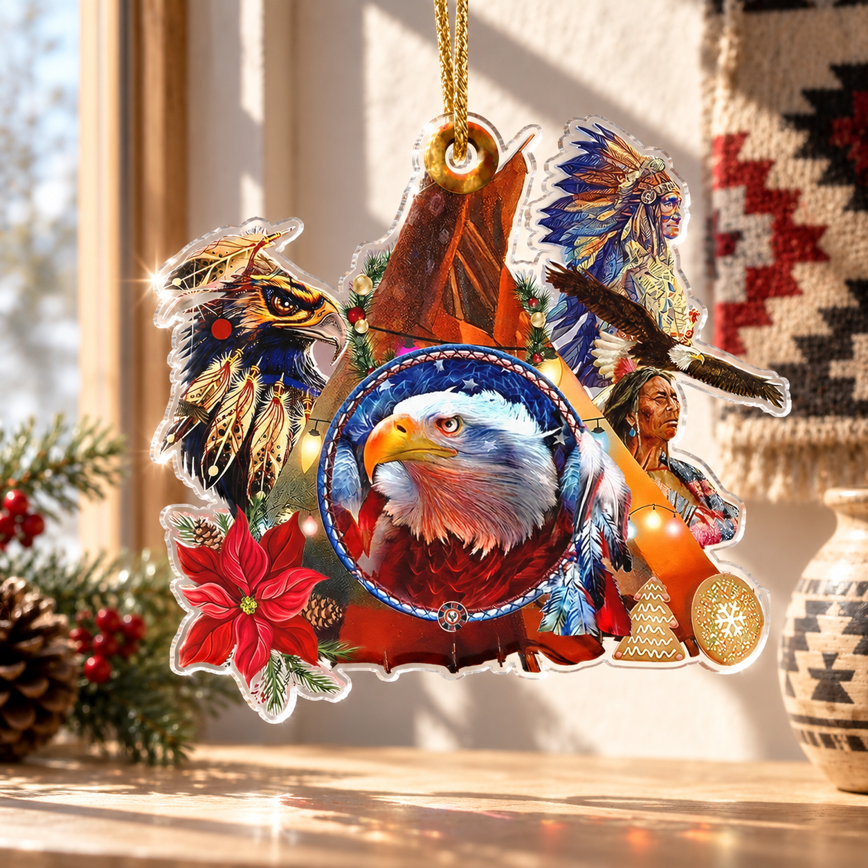 Eagle Old Native Chief Native Pride American - Unique Gift Decor Flat Acrylic