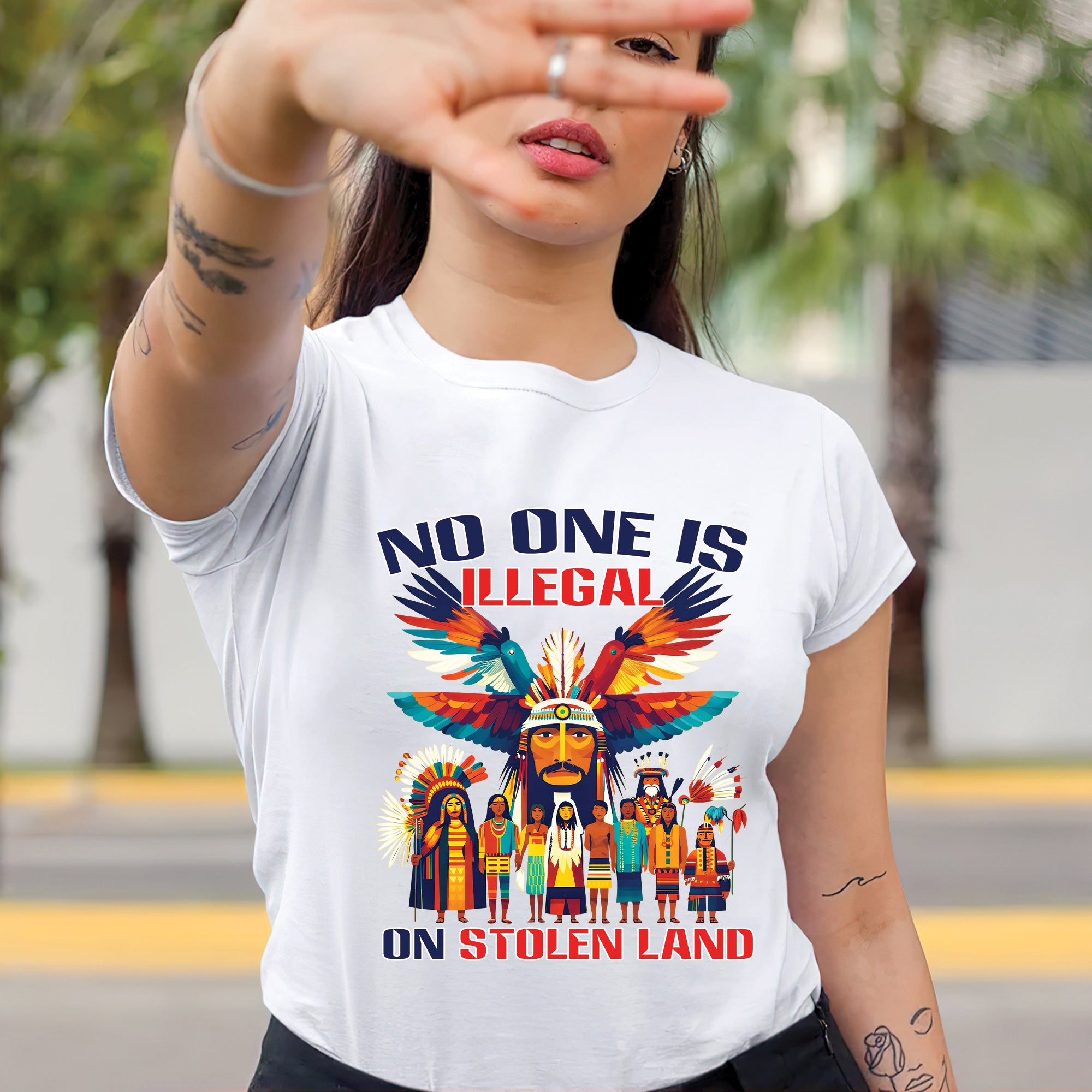 No One Is Illegal on Stolen Land Unisex T-shirt/V-neck T-shirt/Hoodie/Sweatshirt N326