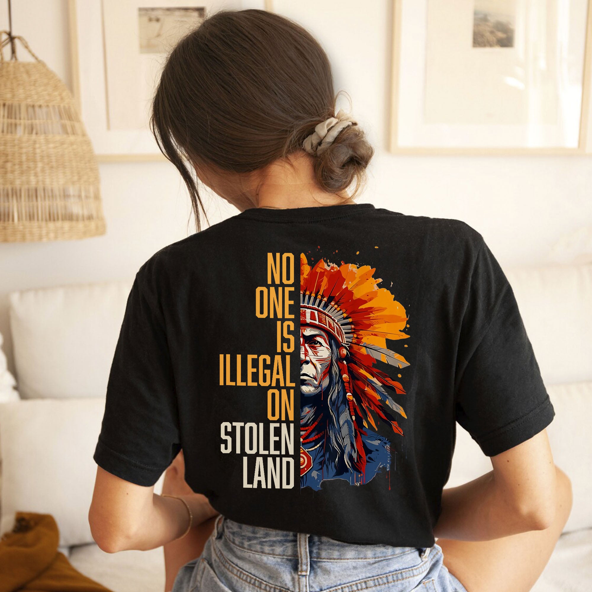 No One Is Illegal On Stolen Land Style 15 - Unisex T-shirt/T-shirt V-Neck/Hoodie/Sweatshirt - Two Sides