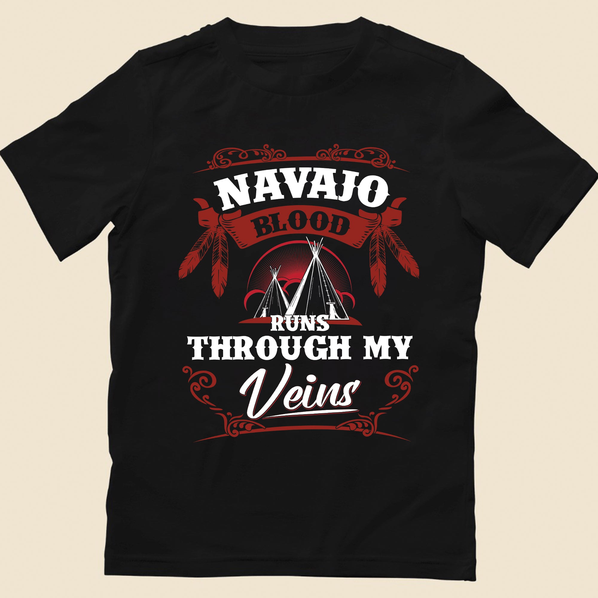 Native Blood Runs Through My Veins Unisex T-Shirt/T-Shirt V-Neck/Hoodie/Sweatshirt (Custom Tribe)