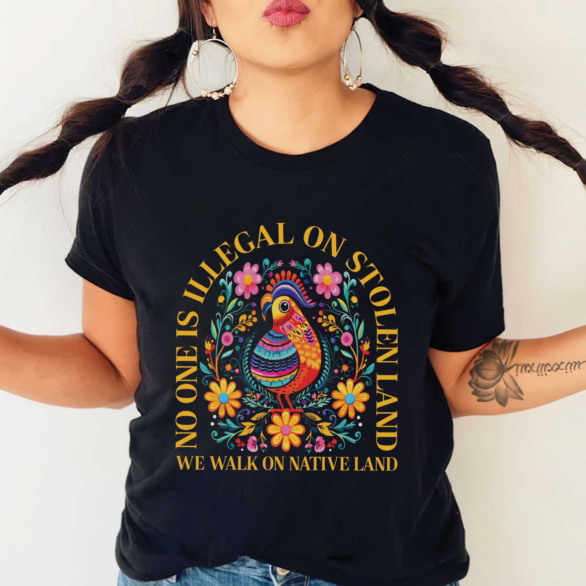 No One Is Illegal on Stolen Land We Walk on Native Land Unisex T-shirt/V-neck T-shirt/Hoodie/Sweatshirt N325