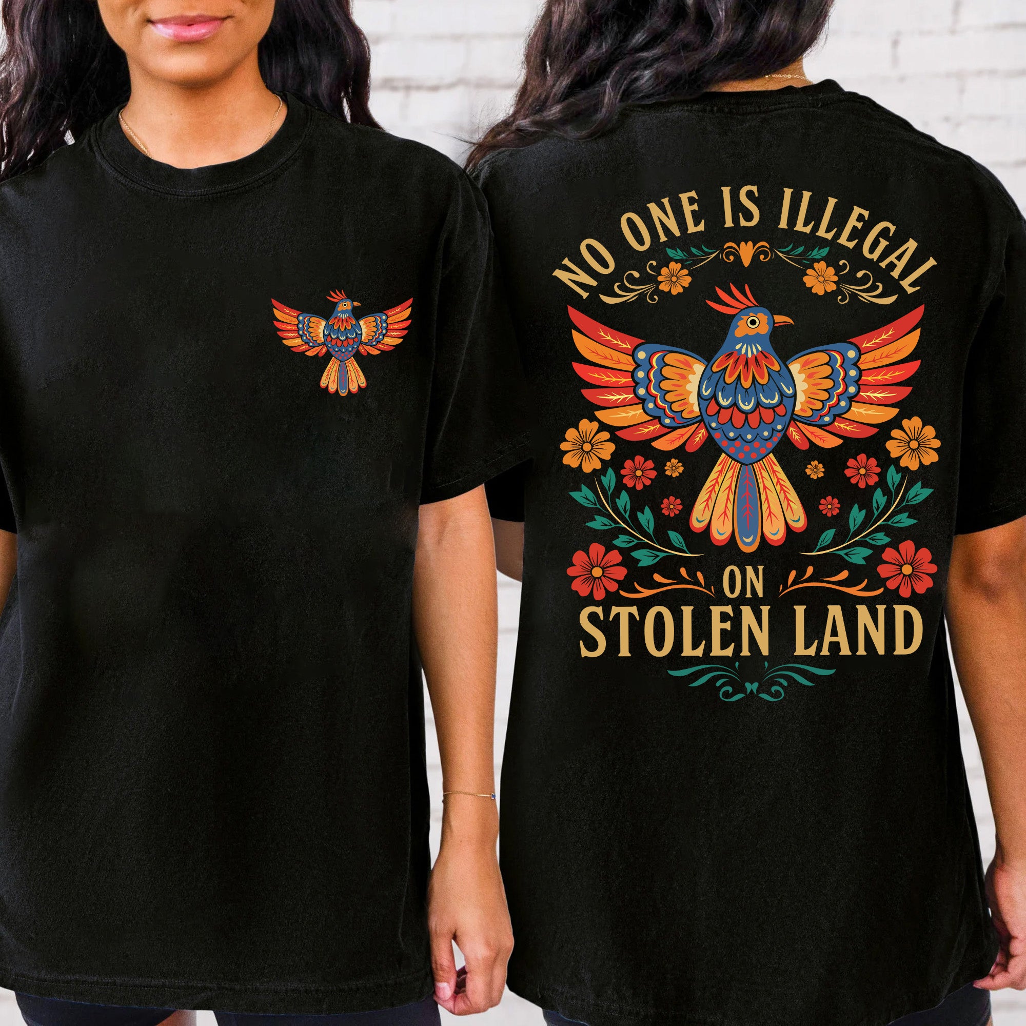 [Two Sides] No One Is Illegal on Stolen Land Unisex T-Shirt/T-Shirt V-Neck/Hoodie/Sweatshirt N198