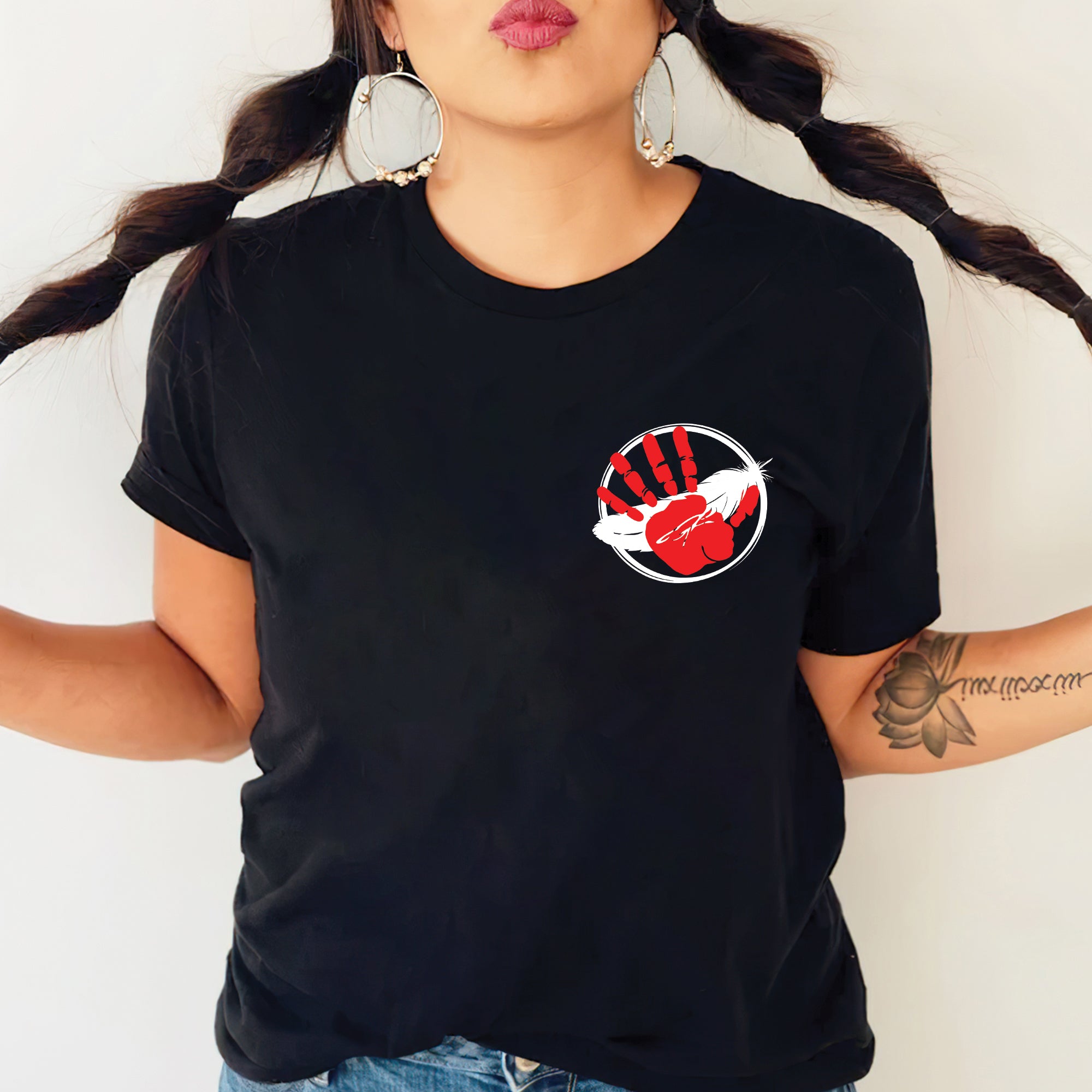 No More Stolen Sisters MMIW Native Women Awareness Unisex T-shirt/T-shirt V-Neck/Hoodie/Sweatshirt-Two Sides