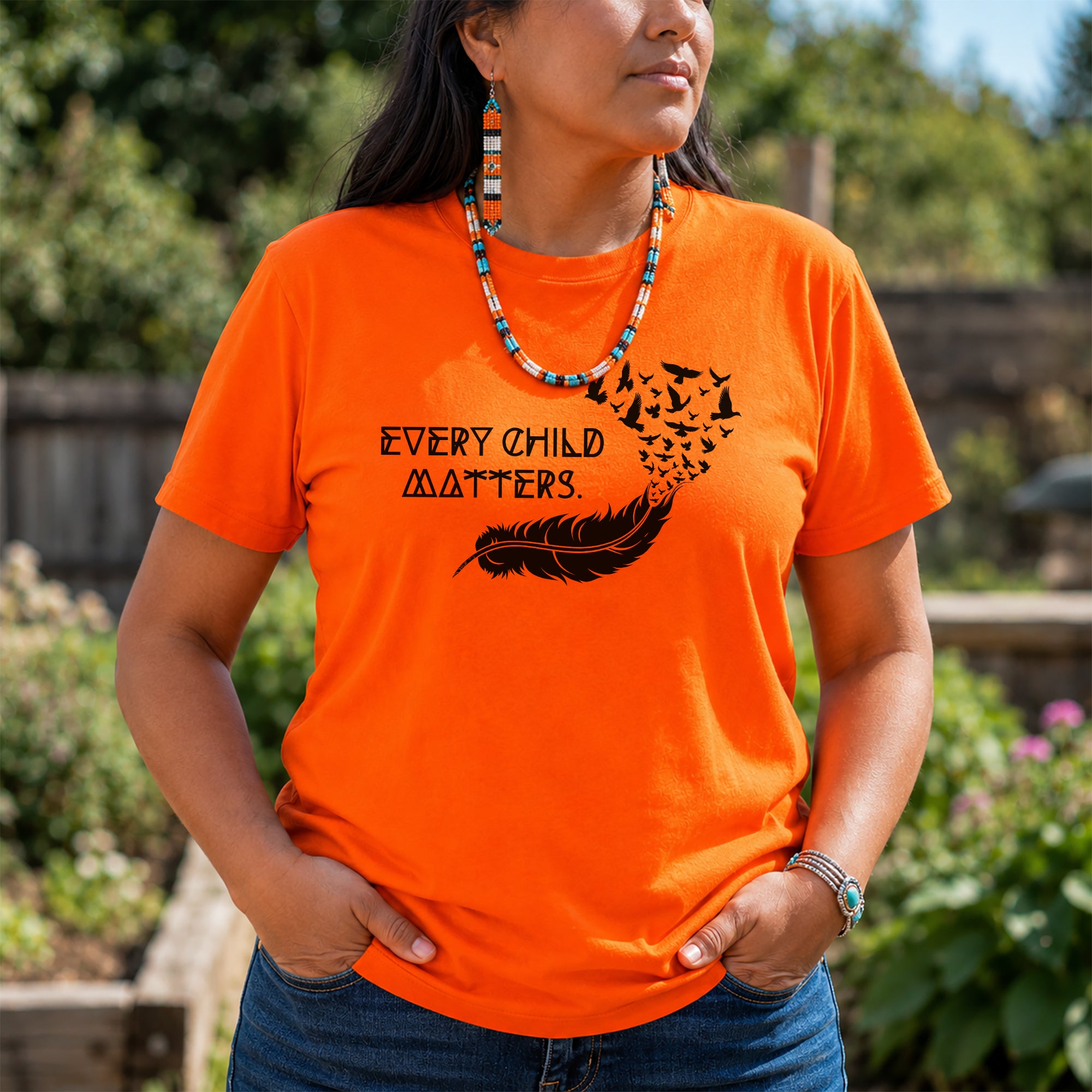 Feather Flying Birds Every Child Matters Orange Shirt Day Unisex T-shirt/Hoodie/Sweatshirt/V-Neck T-shirt