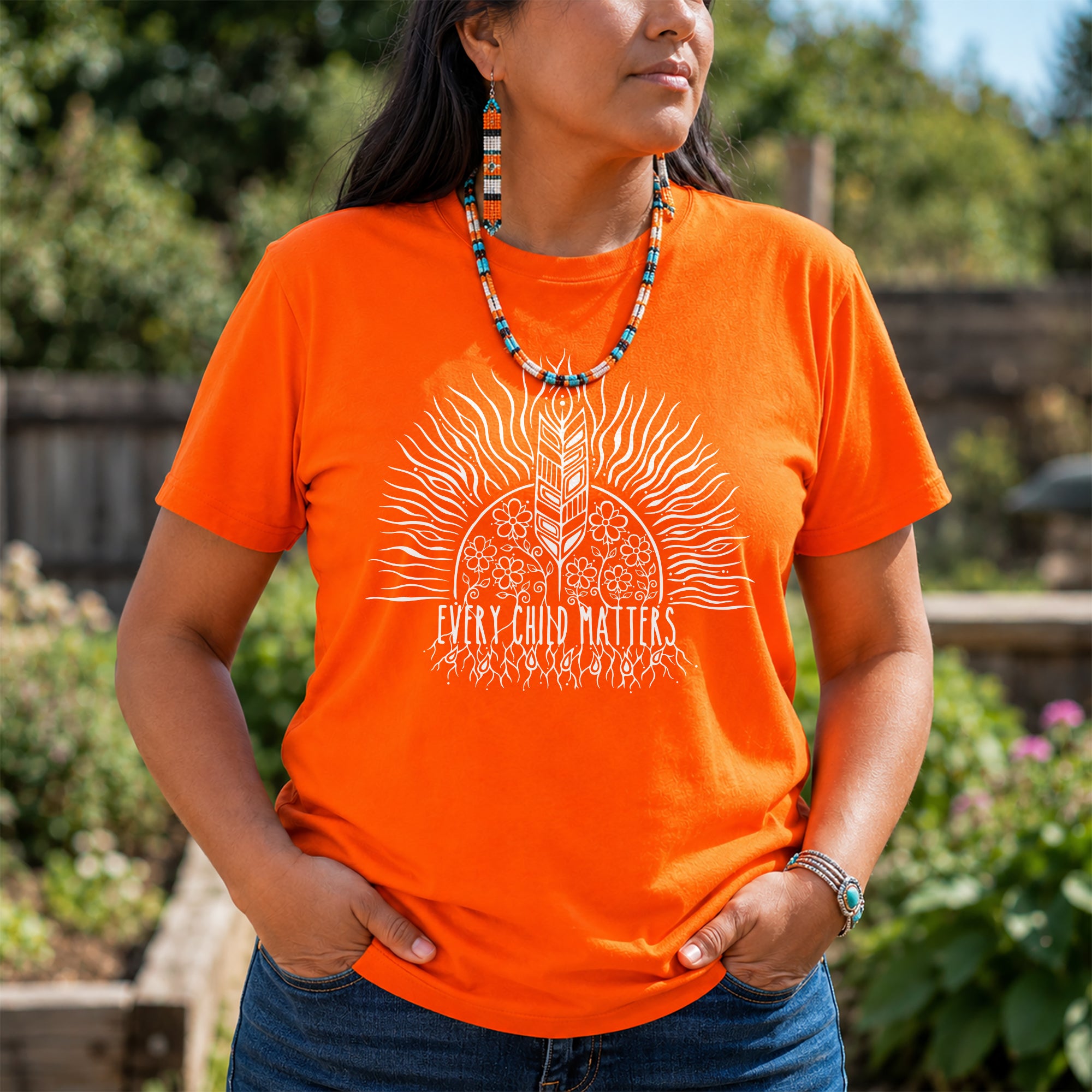 Every Child Matters Sacred Feather Sunburst Orange Unisex T-shirt/Hoodie/Sweatshirt