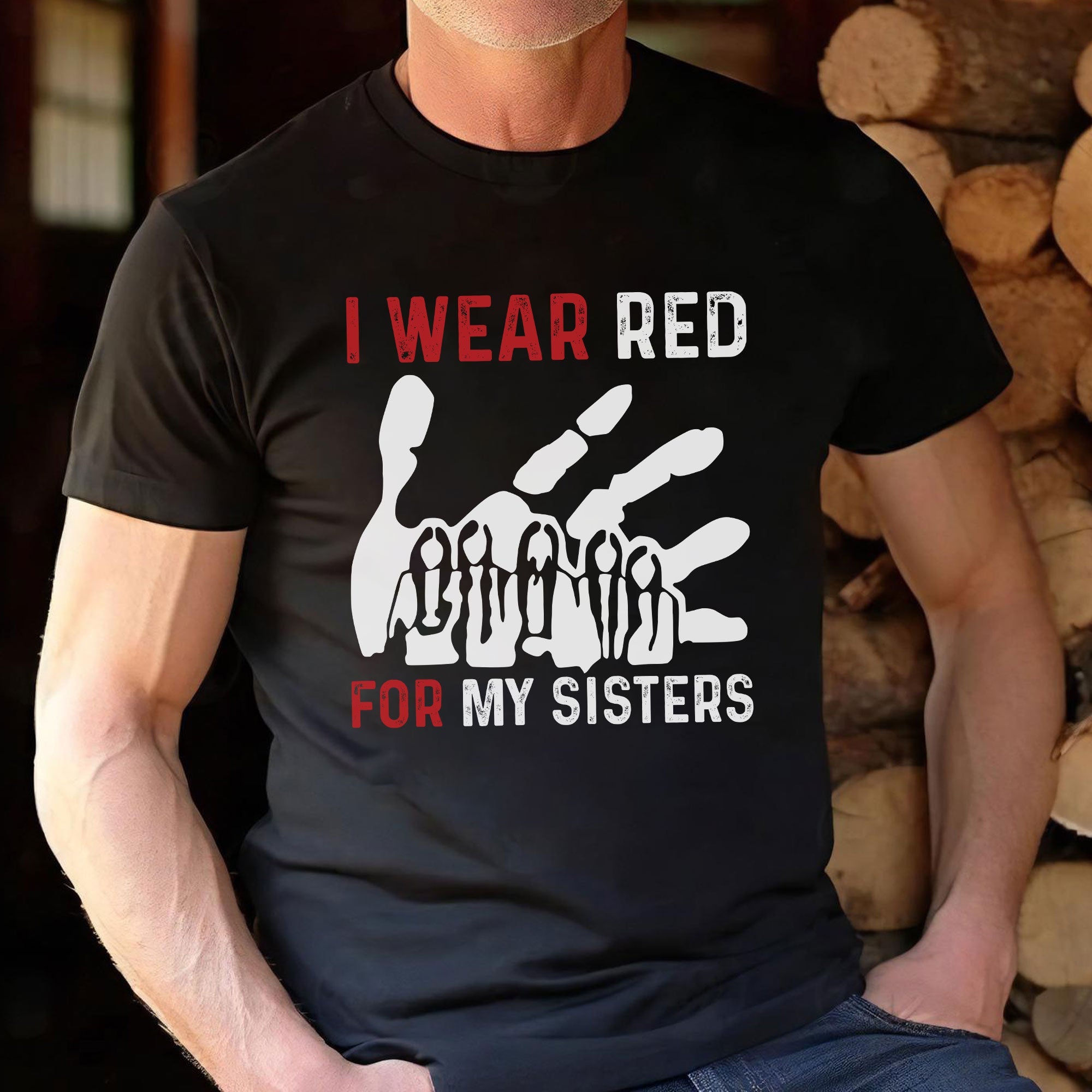 MMIW I Wear Red For My Sister Red Hand Unisex Hoodie/Sweatshirt/T-Shirt