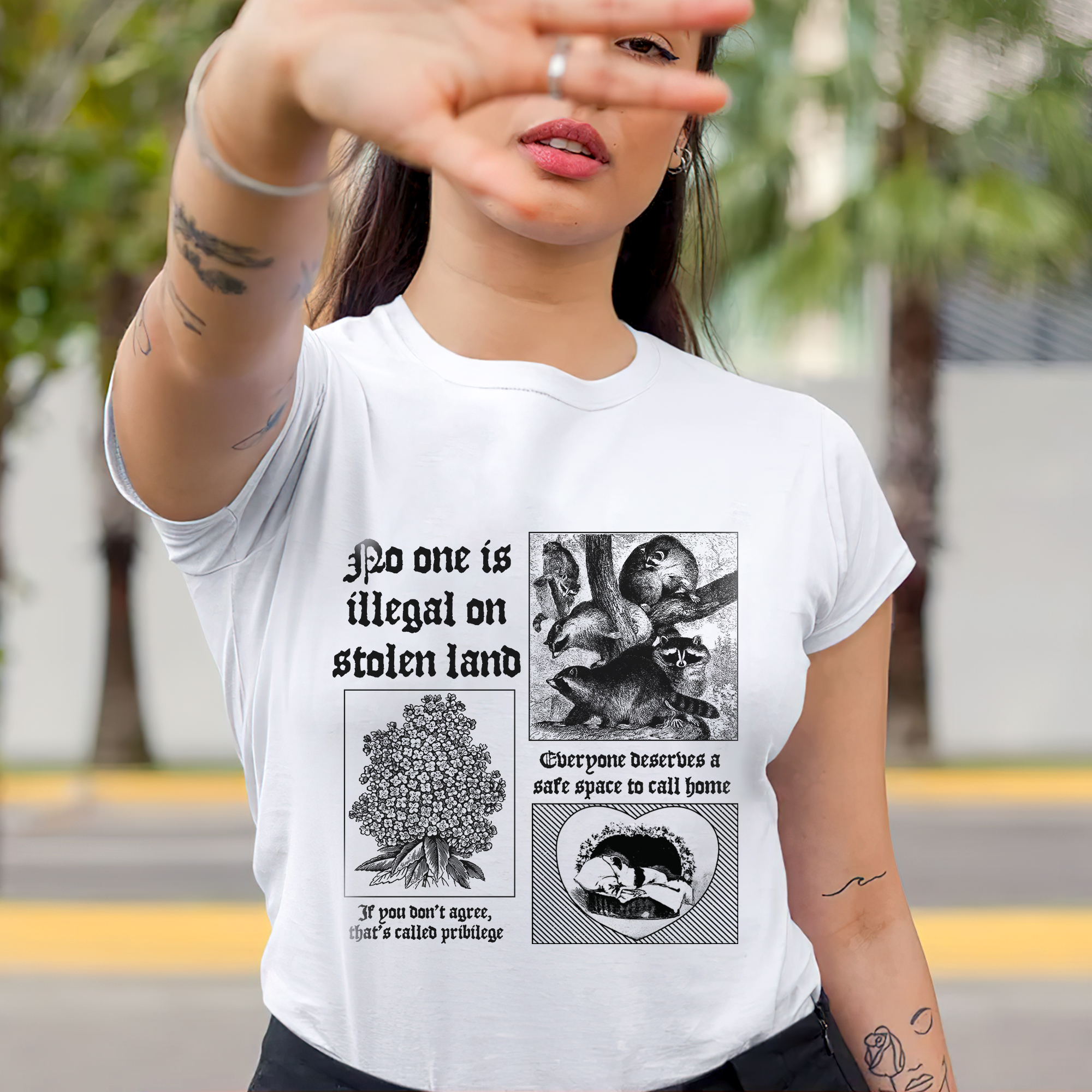 No One Is Illegal On Stolen Land Unisex T-Shirt/T-Shirt V-Neck/Hoodie/Sweatshirt – For Social Justice Advocates
