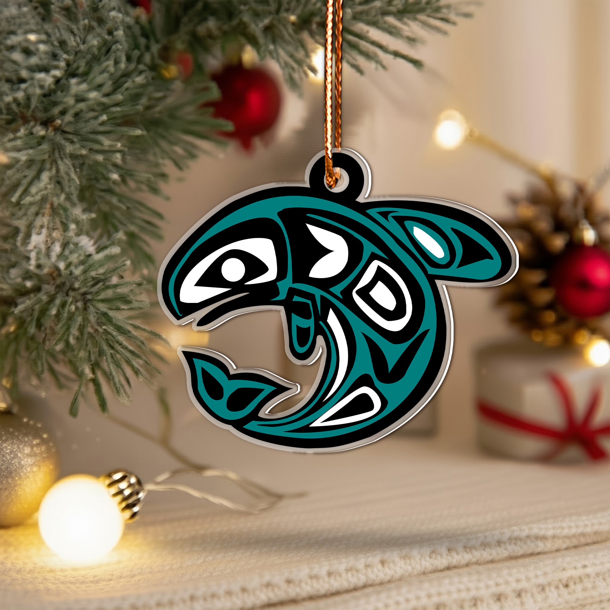 Tribal Orca Spirit Ornament Native American Unique Christmas Gift Decor Flat Acrylic