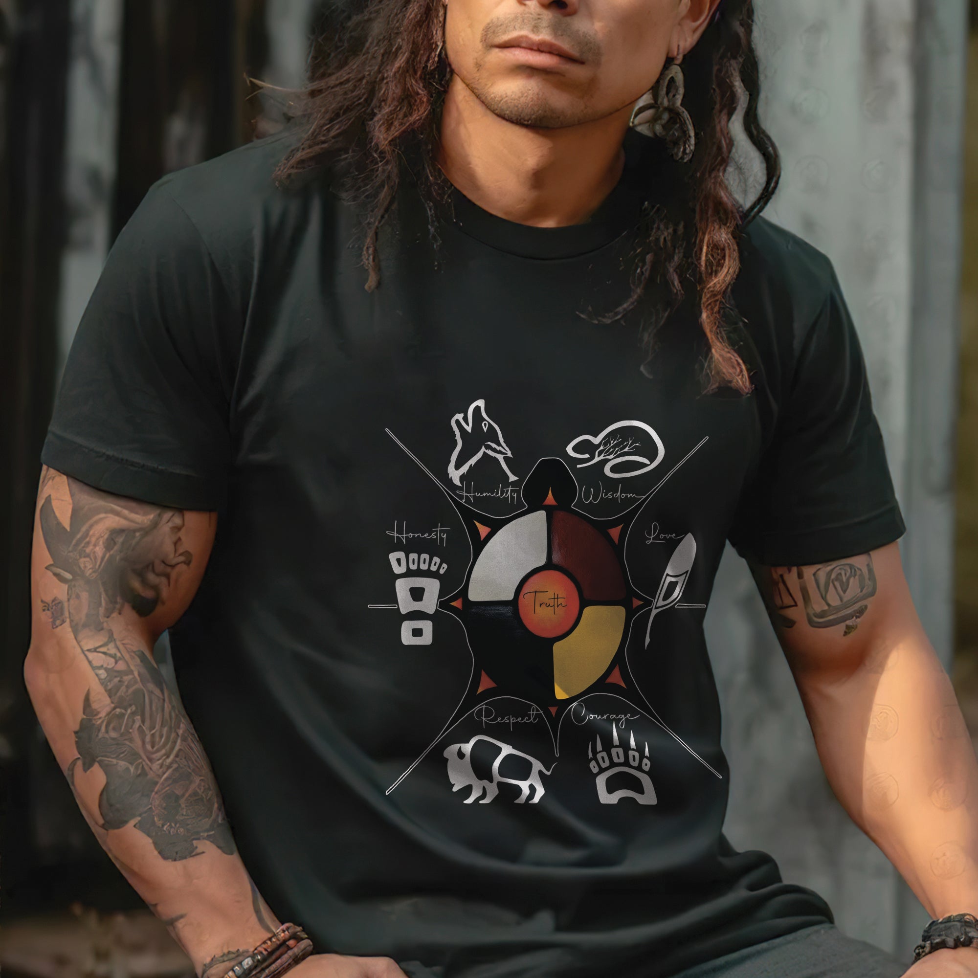 Seven Sacred Teachings – Native Wisdom Indigenous Culture Unisex T-Shirt/T-Shirt V-Neck/Hoodie/Sweatshirt