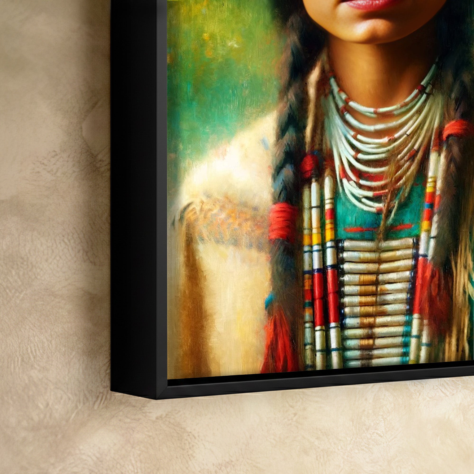 Custom Native American Women Portrait Photo Canvas Art Gift Home Decor