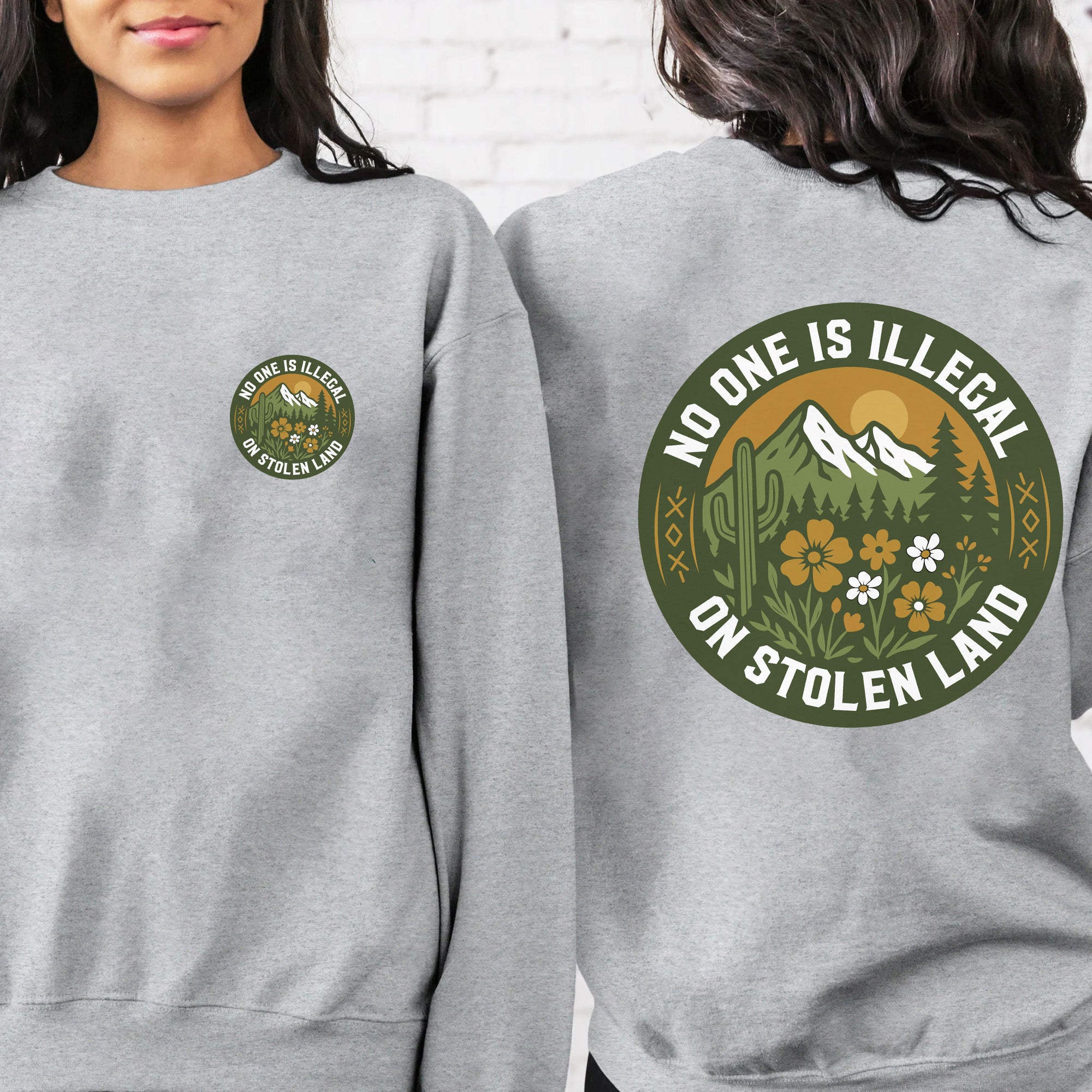 No One Is Illegal On Stolen Land - Unisex T-Shirt/T-Shirt V-Neck/Hoodie/Sweatshirt - Two Sides N62