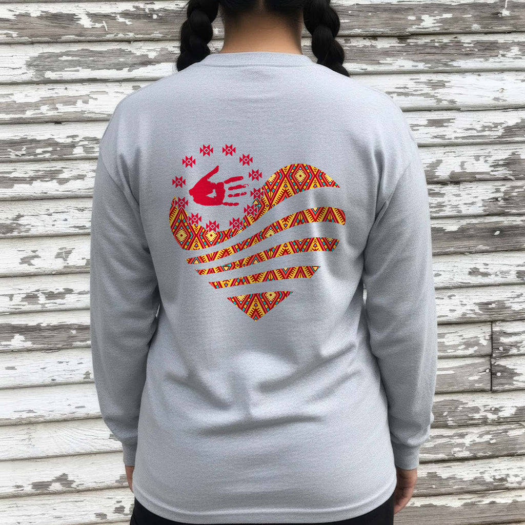 [Two Sides] Red Hand Heart of Culture Native American Unisex Tank Top/Long Sleeve/Hoodie Zip