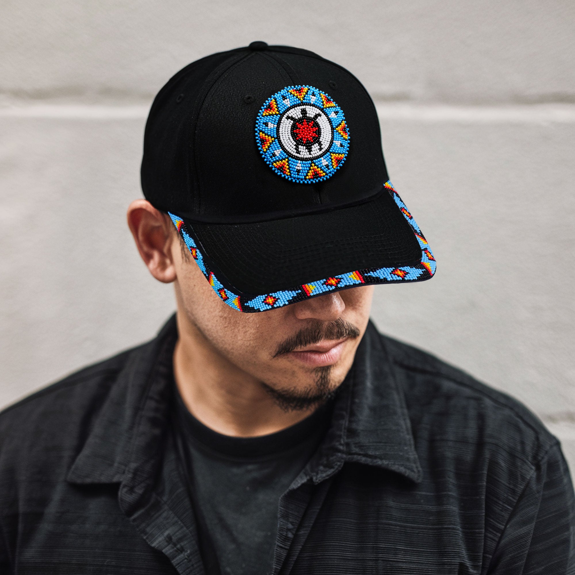 SALE 50% OFF - Blue Turtle Baseball Cap With Patch And Brim Cotton Unisex Native American Style