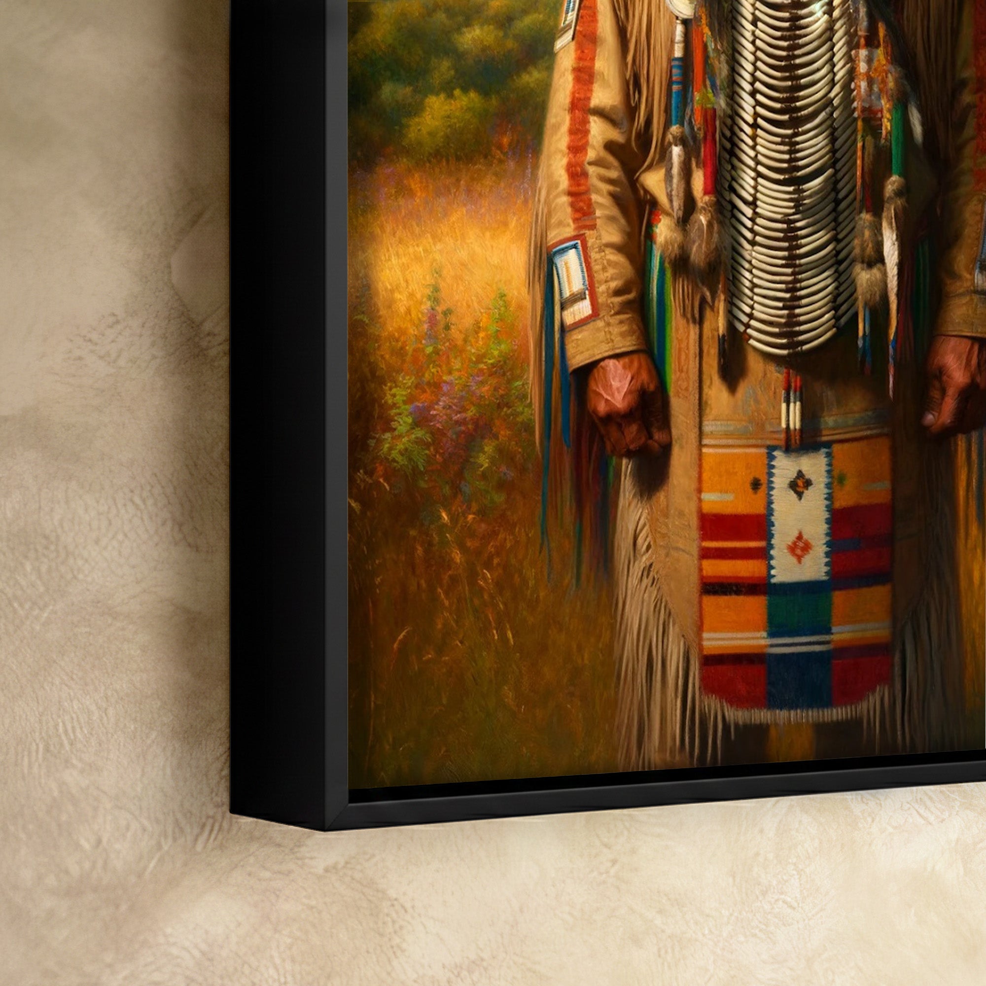 Custom Native American Chief Standing Portrait Photo Canvas Art Gift Home Decor
