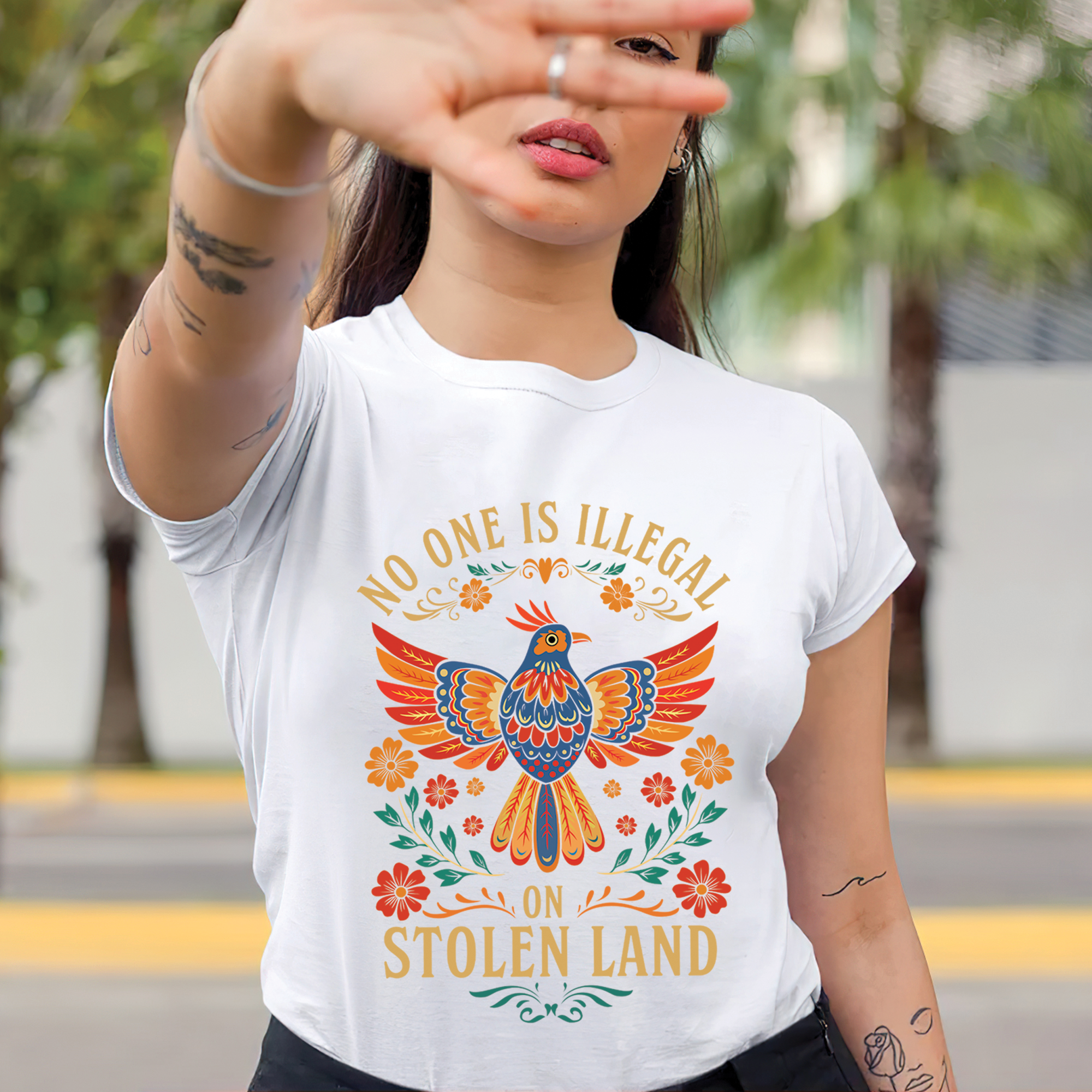 No One Is Illegal On Stolen Land - Unisex T-Shirt/T-Shirt V-Neck/Hoodie/Sweatshirt 169