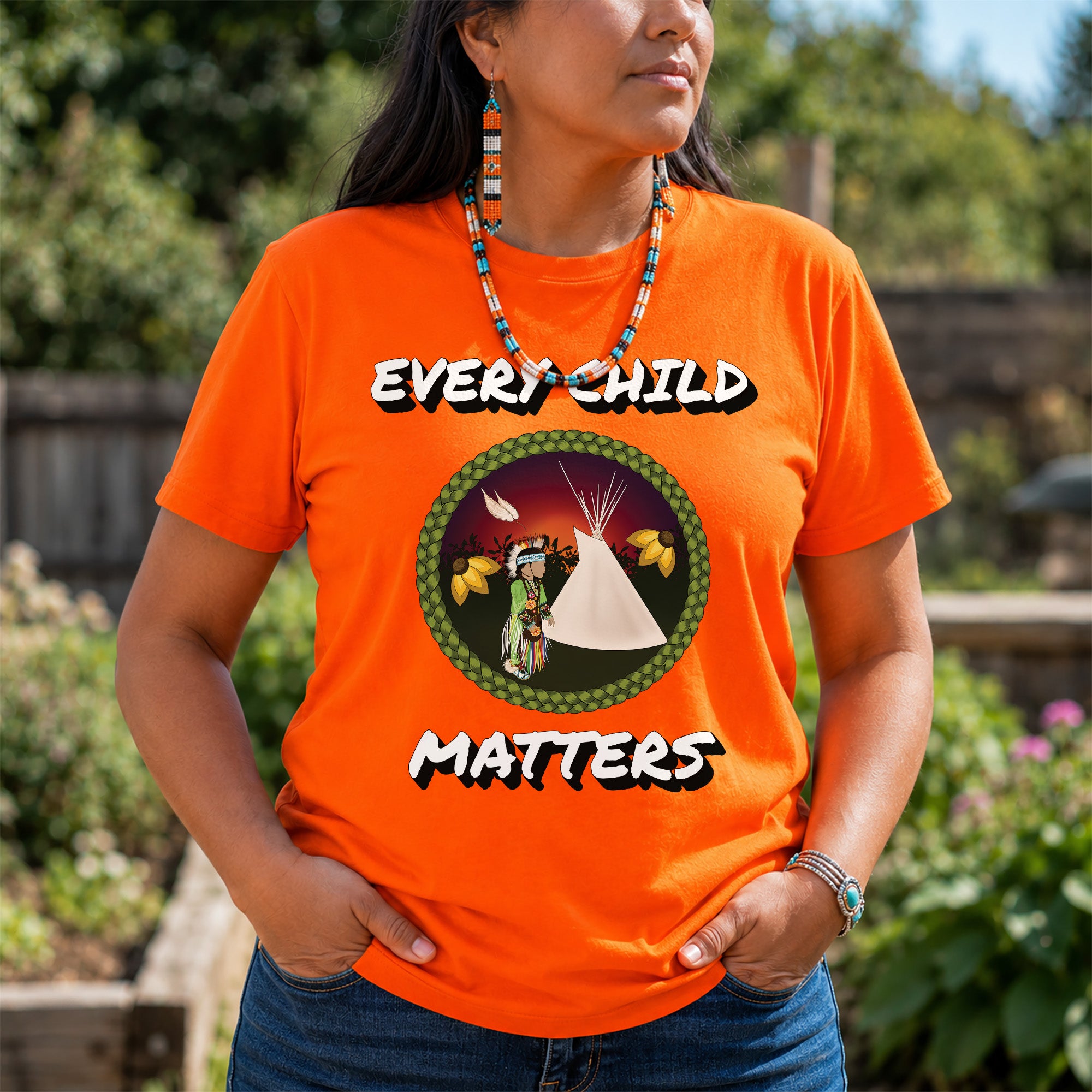 Every Child Matters Indigenous Child & Tipi Orange Shirt Day Unisex T-shirt/Hoodie/Sweatshirt