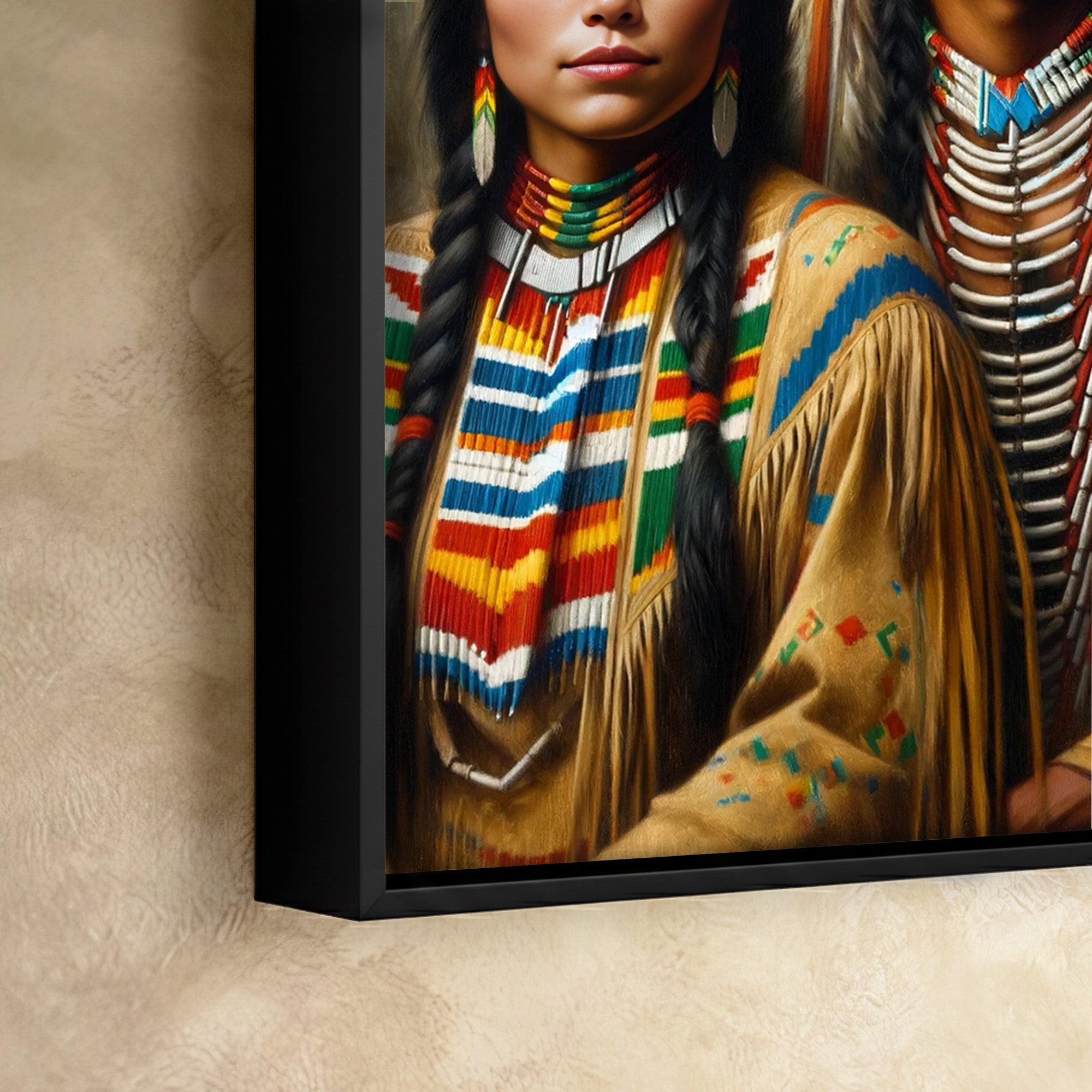 Custom Native American Couple Portrait Photo Canvas Art Gift Home Decor