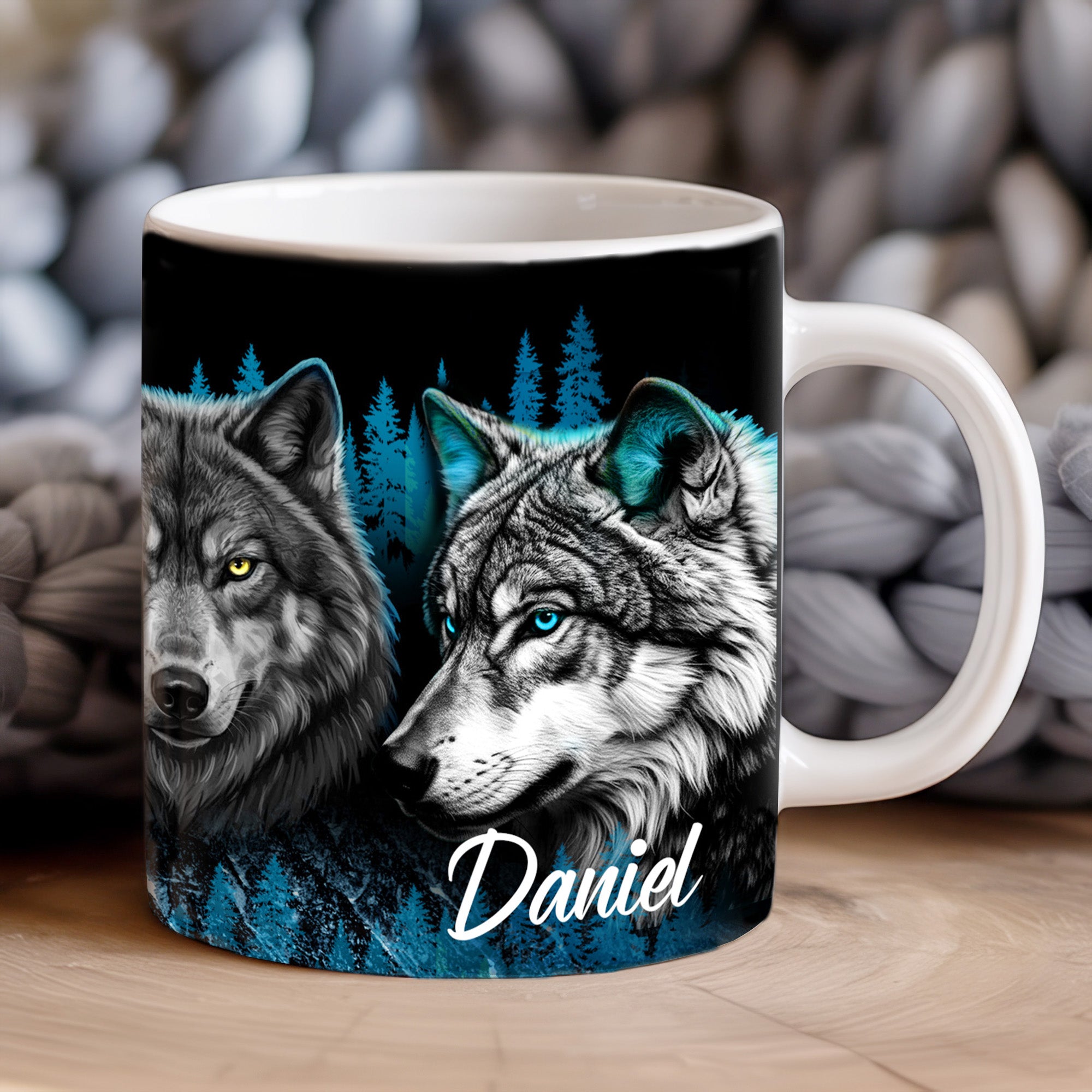 Personalized Wolf Spirit Mug - Mug with Native American Wolf Artwork (Custom Name)