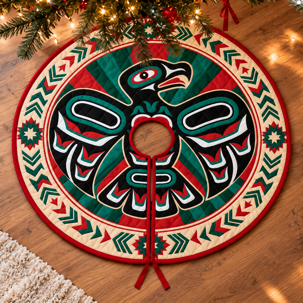 Sacred Thunderbird Sacred Power Timeless Spirit - Quilted Tree Skirt Holiday Decor