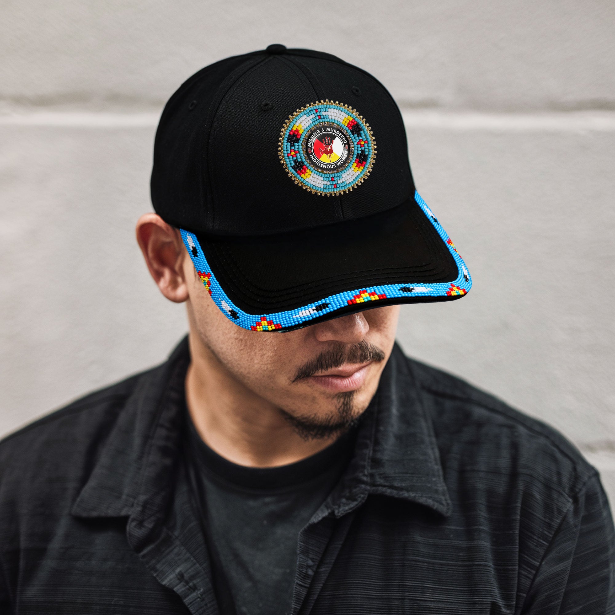 SALE 50% OFF - MMIW Red Hand Baseball Cap With Patch Brim Unisex Native American Style