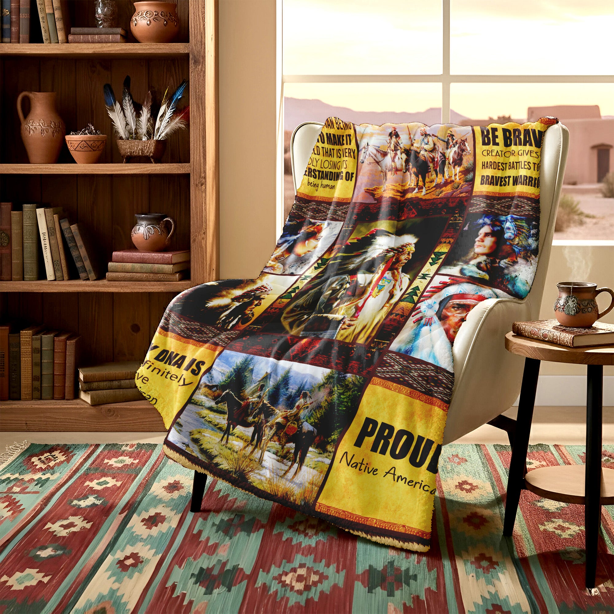 Native American Style Chief Soft and Warm Fleece Blanket