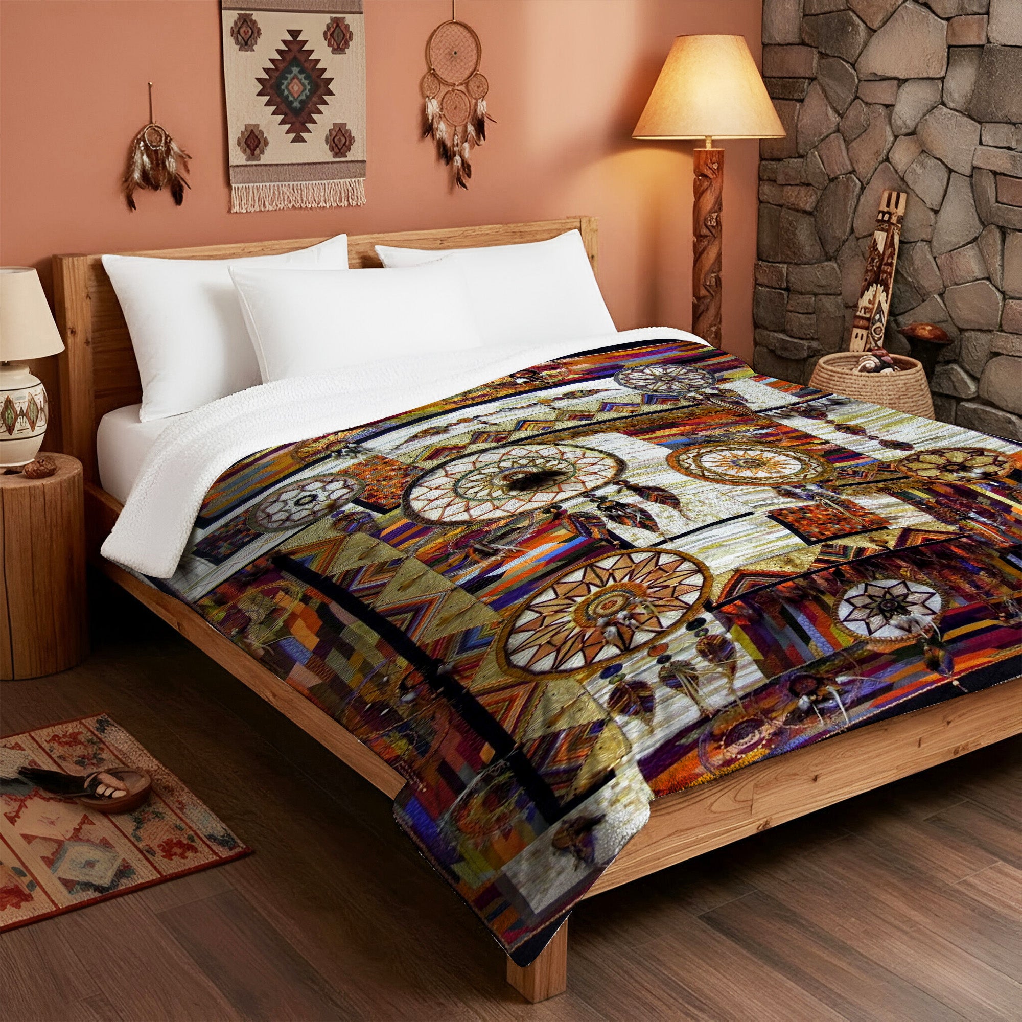 Native American Dreamcatcher Soft And Warm Premium Fleece Blanket