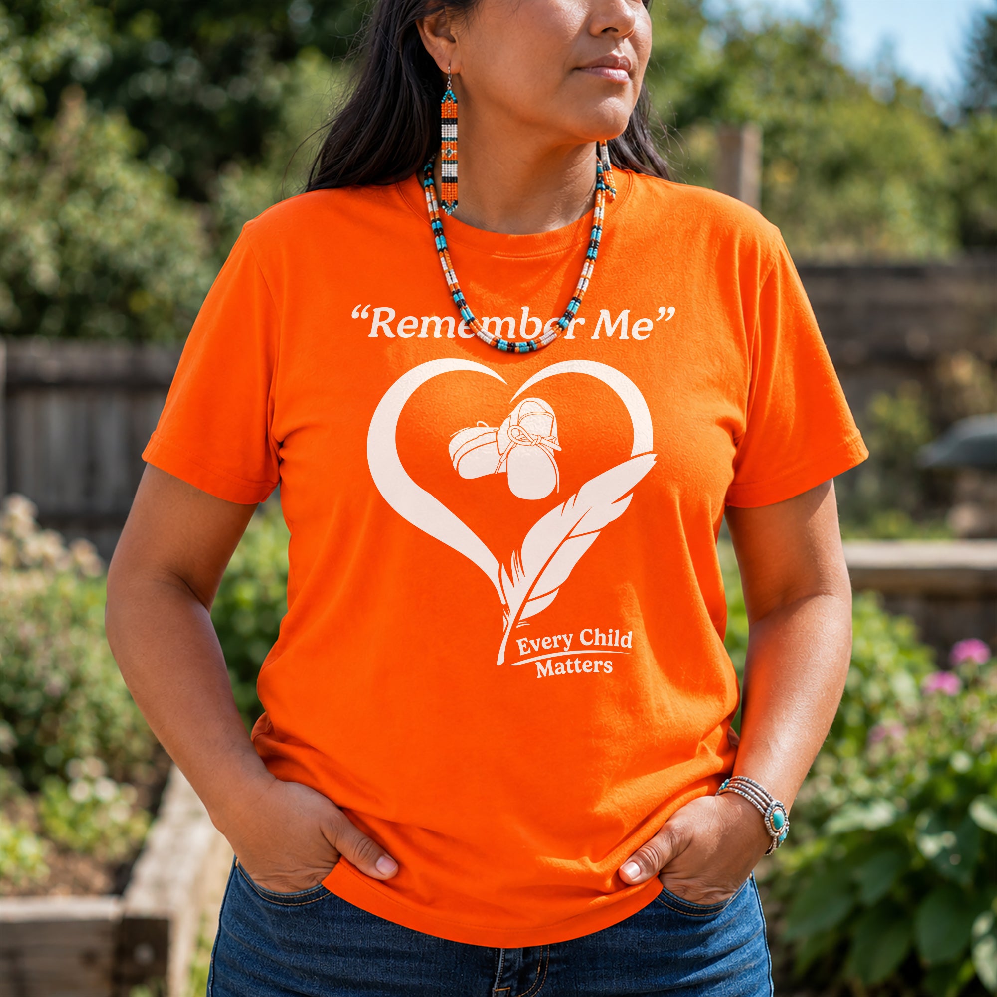 Remember Me Every Child Matters Heart Feather Orange Shirt Day Unisex T-shirt/Hoodie/Sweatshirt