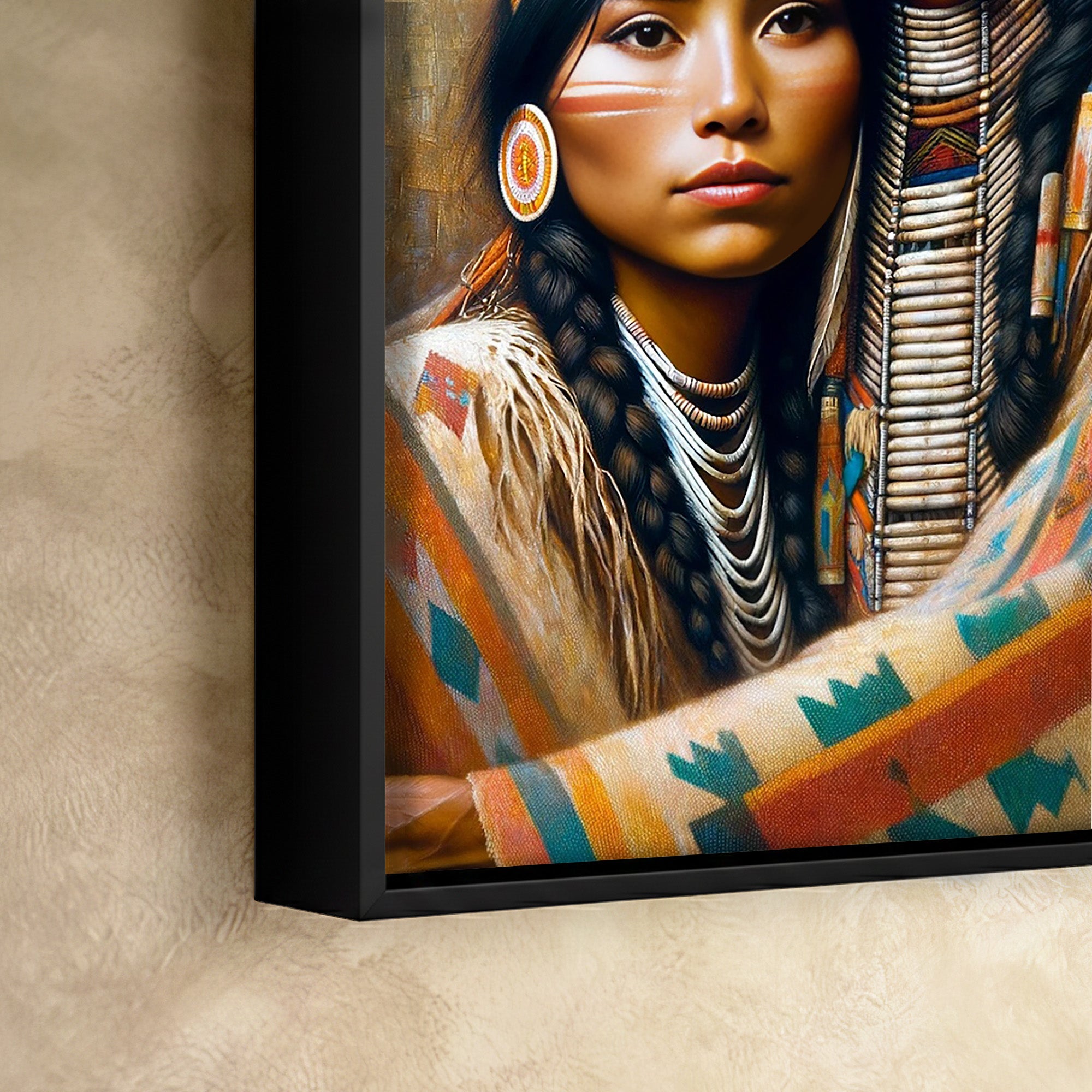 Custom Native American Couple Portrait Photo Canvas Art Gift Home Decor