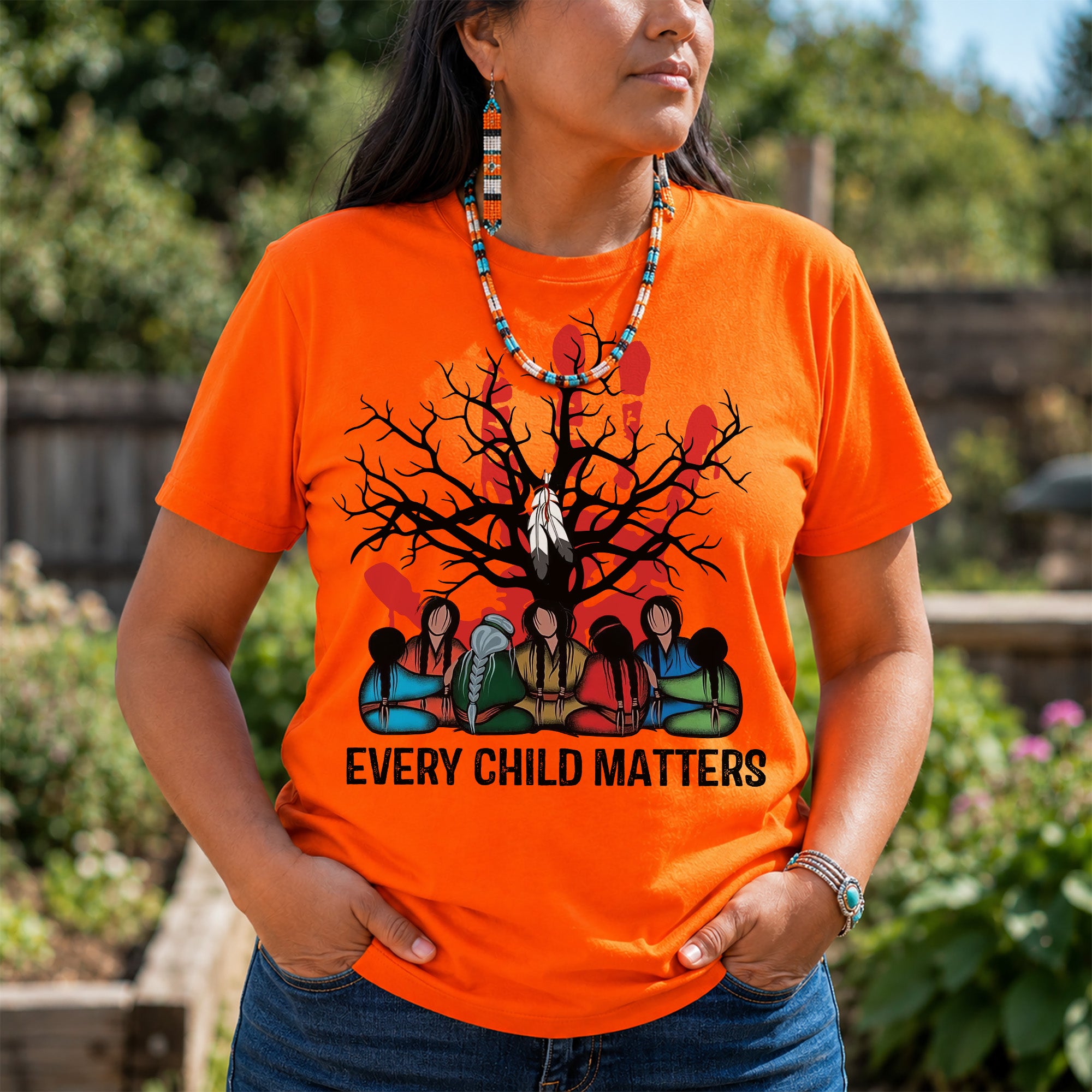 Every Child Matters Indigenous Roots Red Hand Design For Orange Shirt Day Unisex T-shirt/Hoodie/Sweatshirt