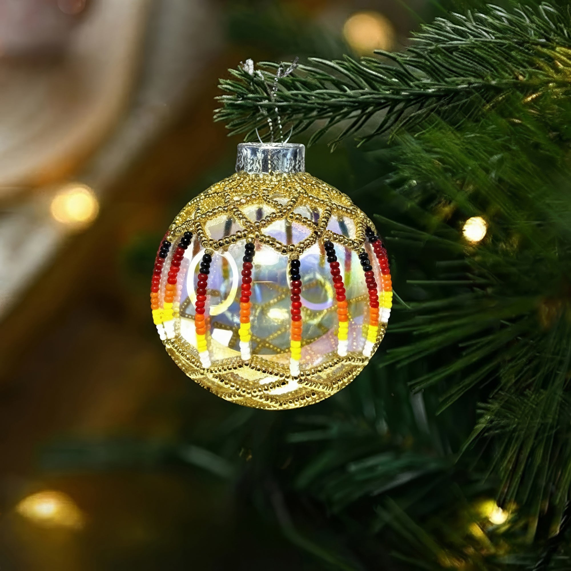 24K Gold Beaded Ornaments Holiday Decor Gifts