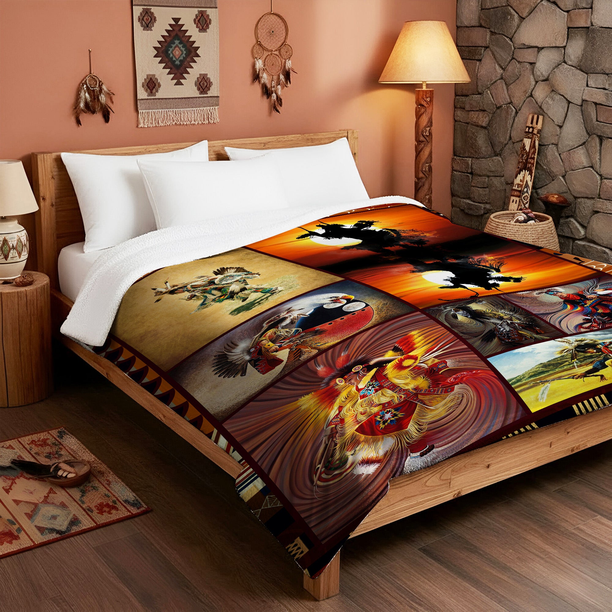 Native American Style Dawm Dance Soft And Warm Premium Fleece Blanket