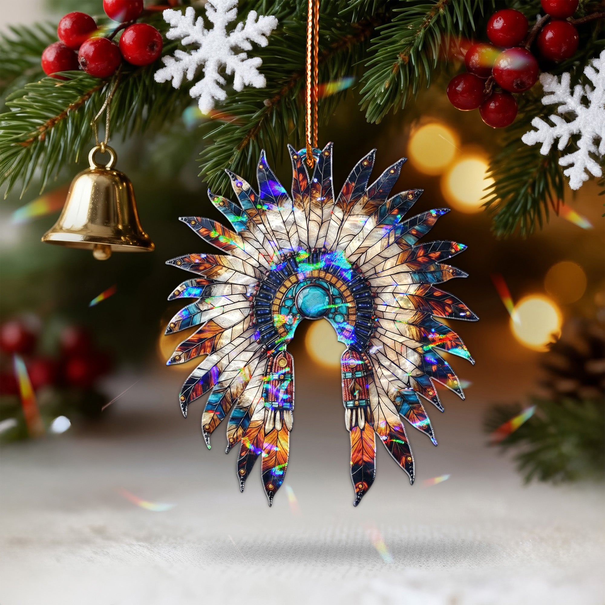 Wavy Acrylic Chief Headdress Suncatcher Ornament Unique Christmas Gift Decor