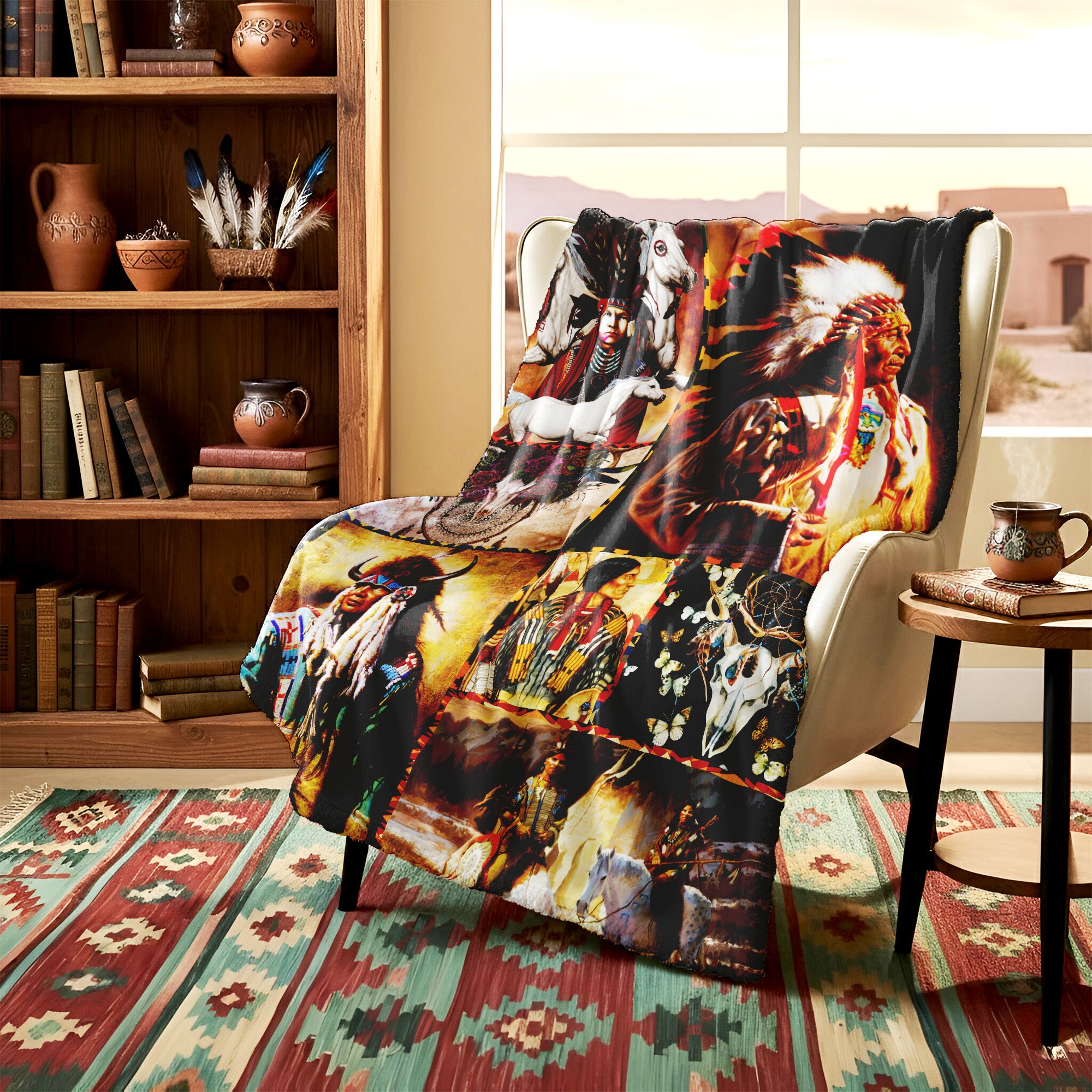 Native Pairing Soft And Warm Fleece Blanket Native American Style