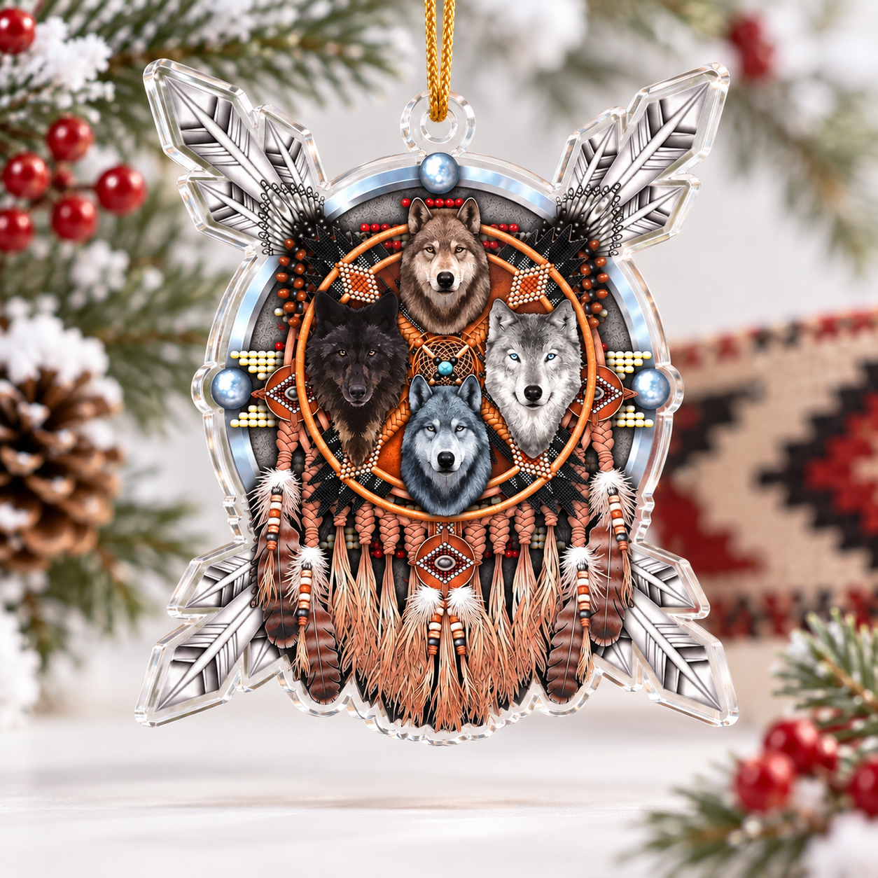 Wolf Feather Native American - Unique Gift Decor Flat Acrylic