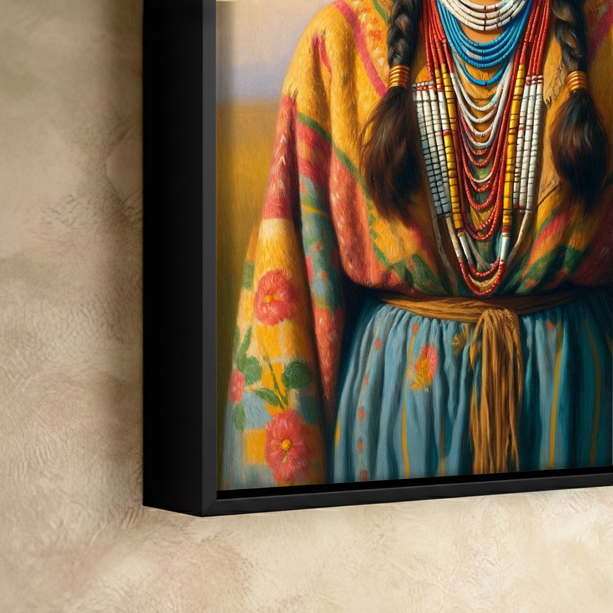 Custom Native American Women Standing Photo Canvas Art Gift Home Decor