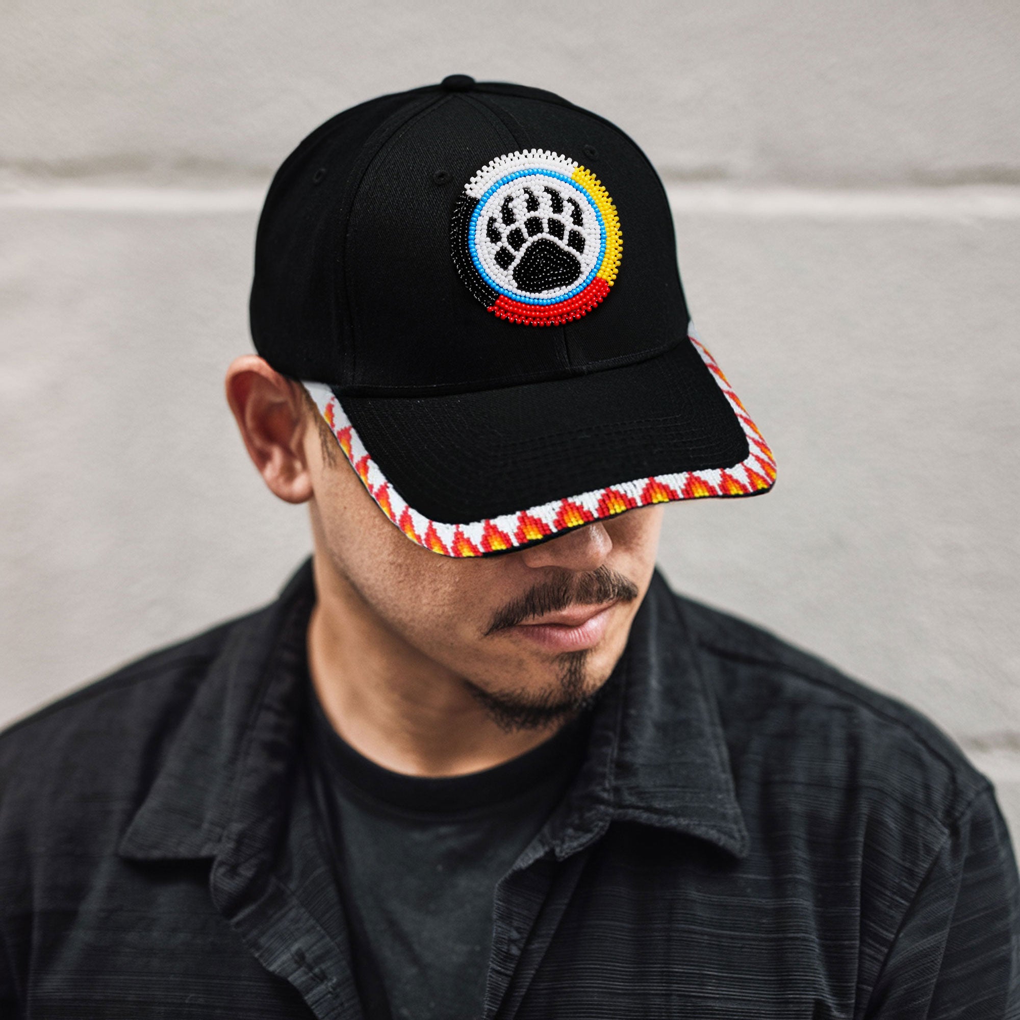 SALE 50% OFF - Bear Paw Baseball Cap With Patch Brim Unisex Native American Style