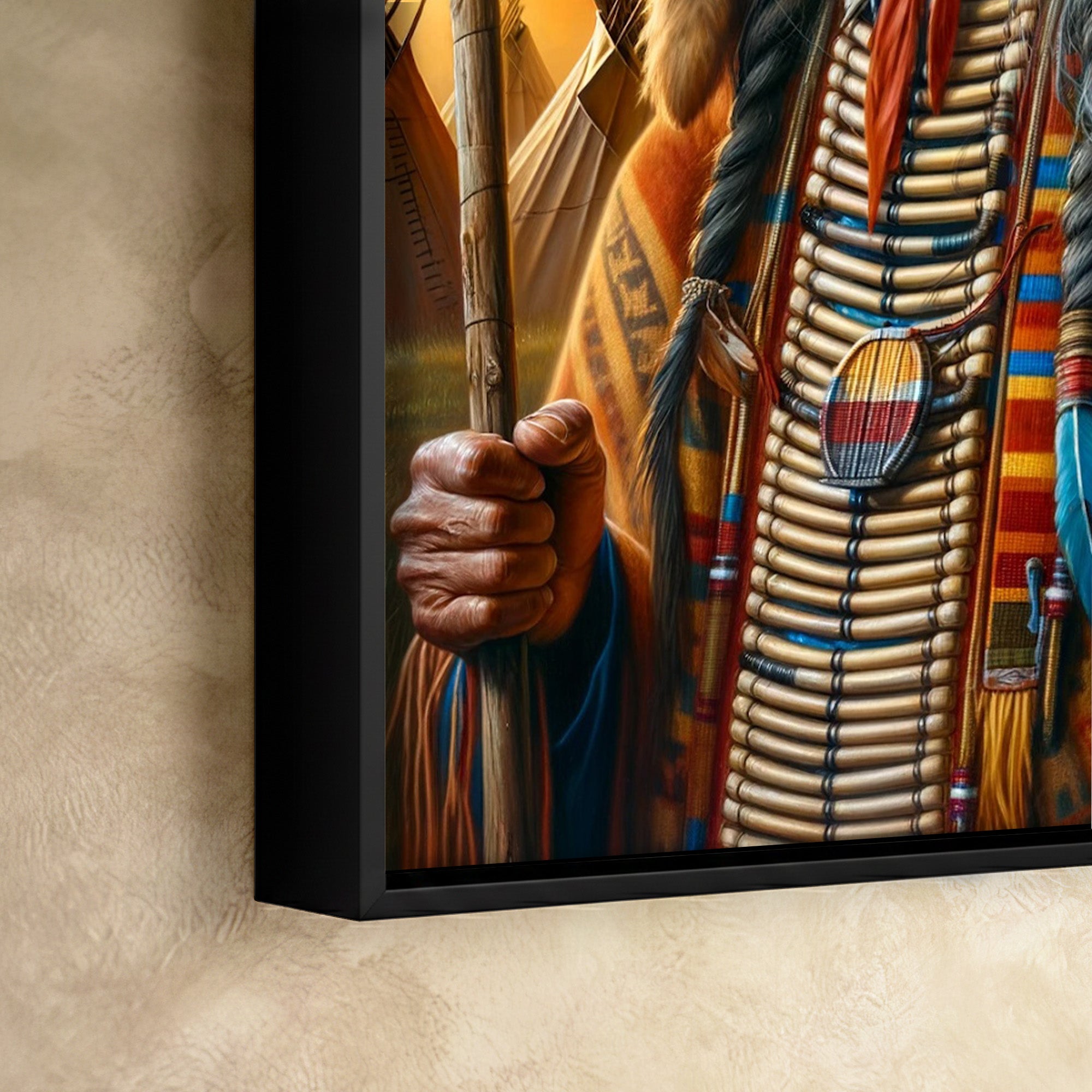 Custom Native American Chief Portrait Photo Canvas Art Gift Home Decor