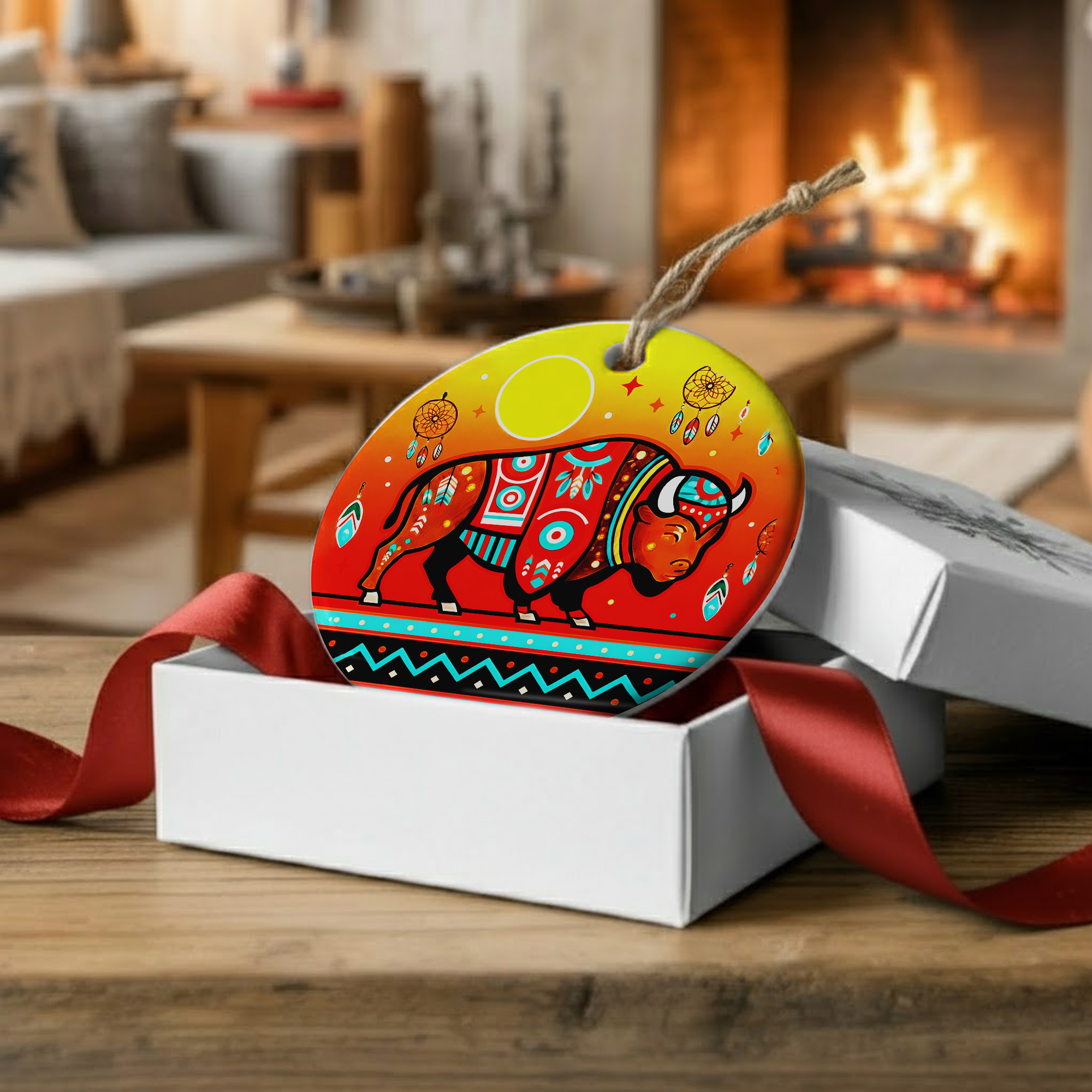 Native Tribal Spirit Animal Ceramic Ornament – Indigenous Art Decor